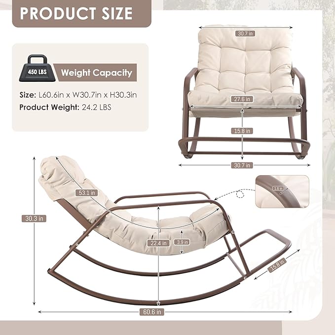 RADIATA Rocking Lounge Chair, Indoor Outdoor Reclining Lounger