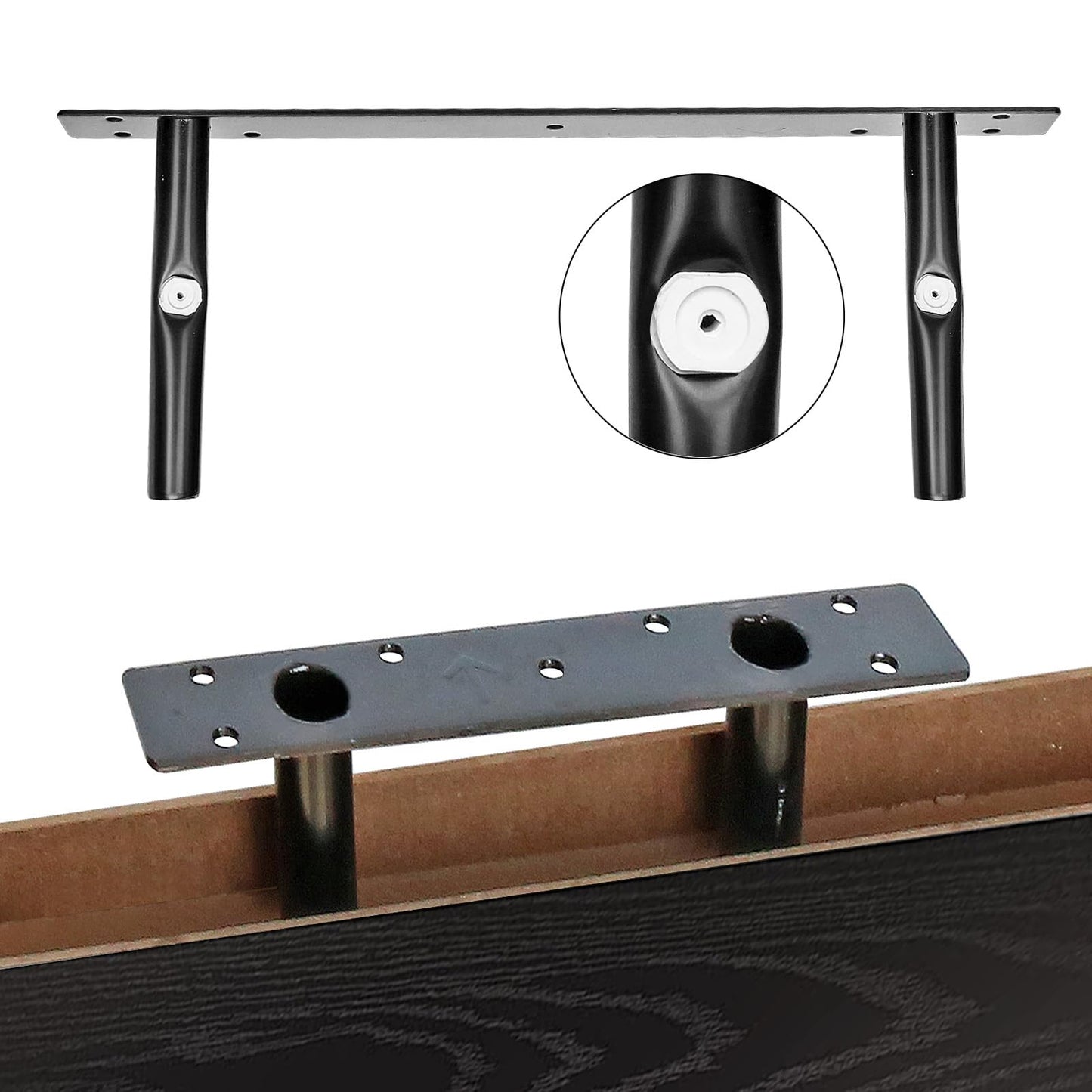 QEEIG Bathroom Shelves Over Toilet - Wall Mounted Floating Shelves Toilet Paper Storage Small Farmhouse Decor Shelf 16 inch Set of 2, Black (019-B2)