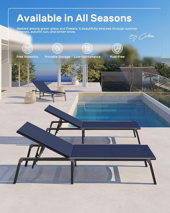 Ciokea Patio Chaise Lounge Chair, Foldable Lounge Chair