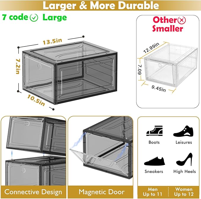 12 Pack Clear Shoe Storage Organizer