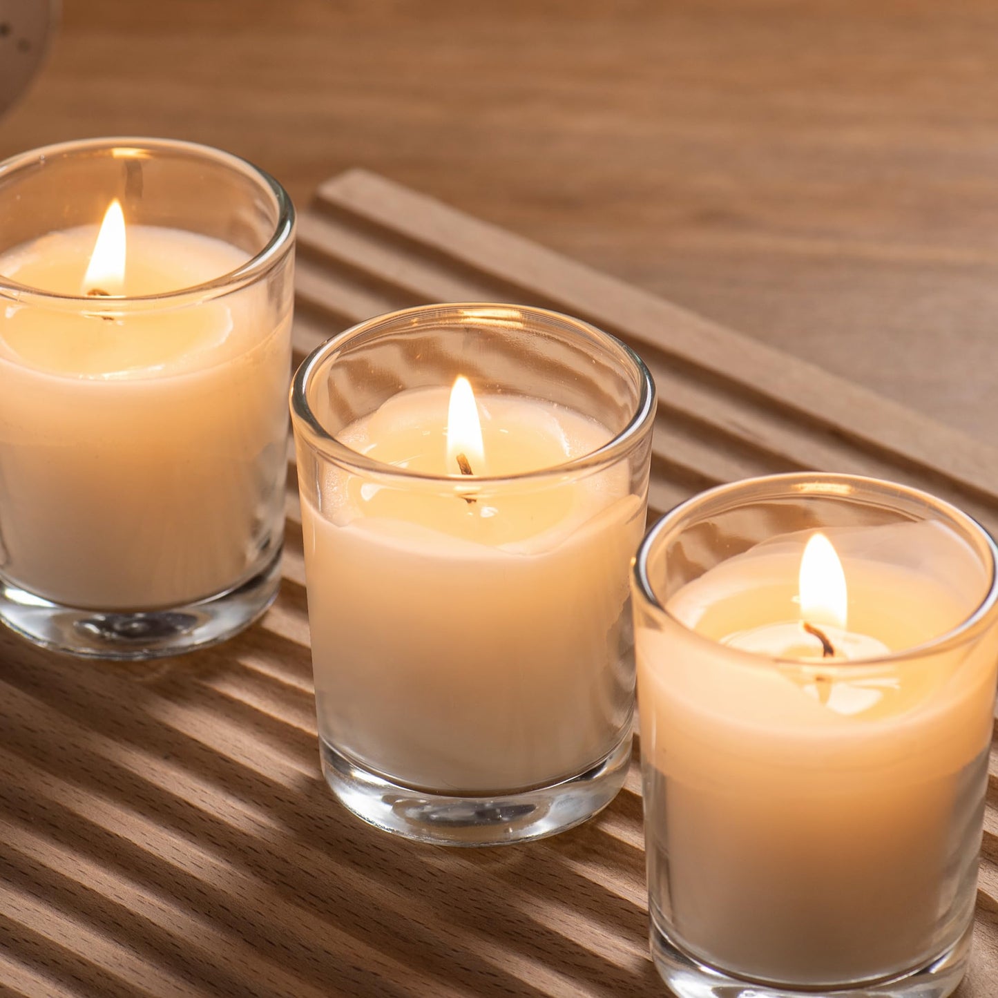 Housecret 120 Pack Warm White Unscented Clear Glass Filled Votive Candles. Hand Poured Wax Candle Ideal Gifts for Aromatherapy Spa Weddings Birthdays Holidays Party