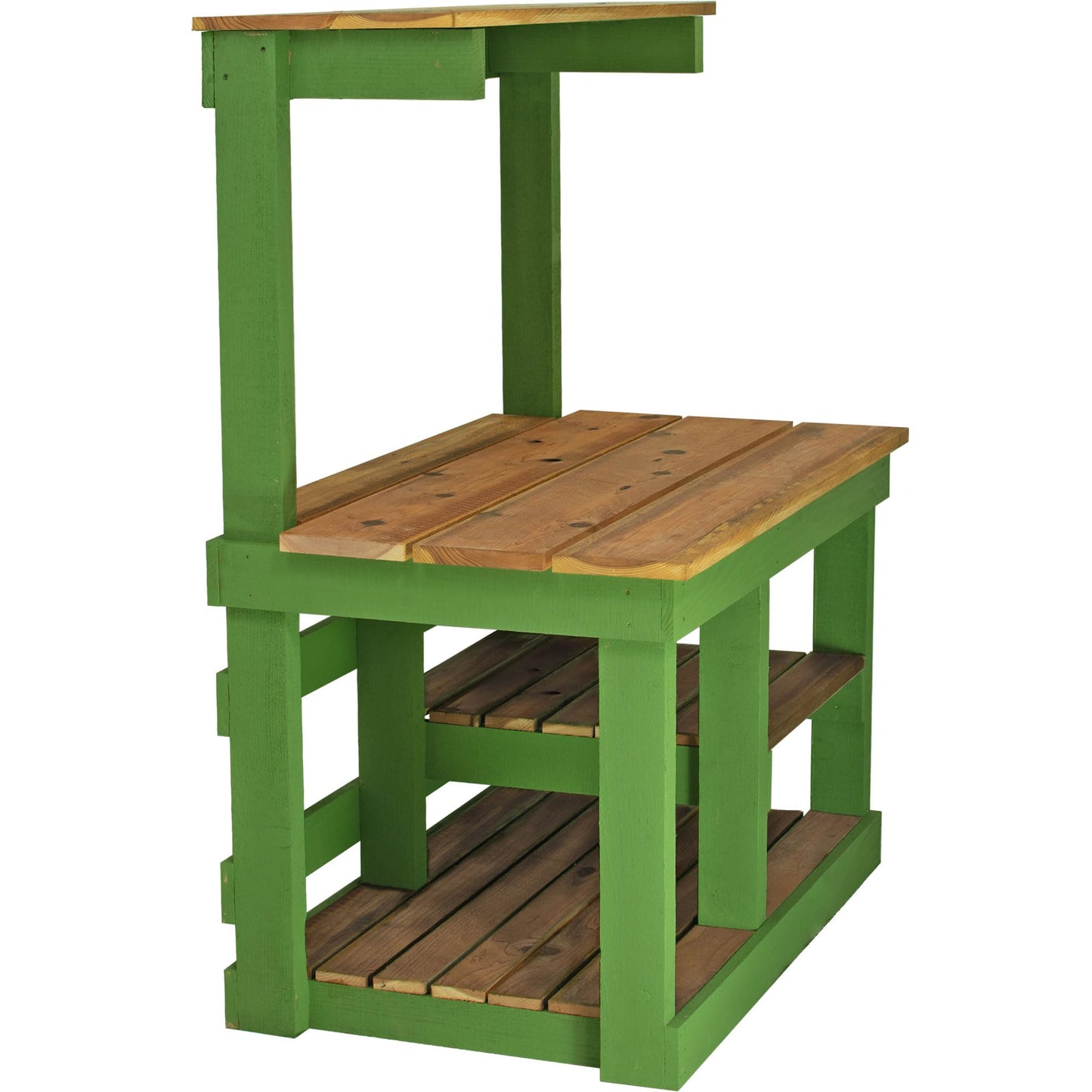 Rustic Gardening Workbench Outdoor Potting Table with Tool Hooks - Wooden Patio Furniture (Natural Redwood Frame)