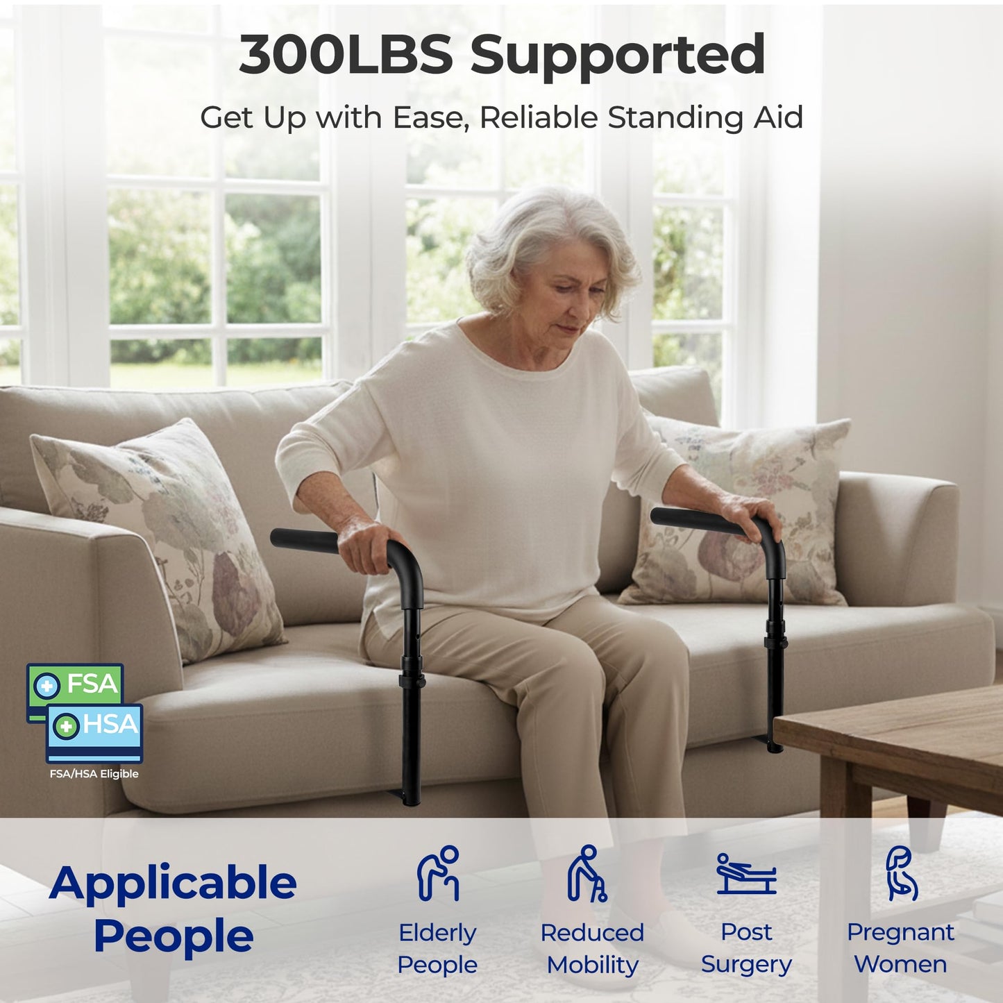 NIMOOD L1 Stand Assist Rail for Couch, Chair Stand Assist Aid for Elderly, Elderly Assistance Products, Disabled, Senior Mobility Aids Adjustable for Sit, Stand, Couch Cane, 18 in Couch Wide at Least