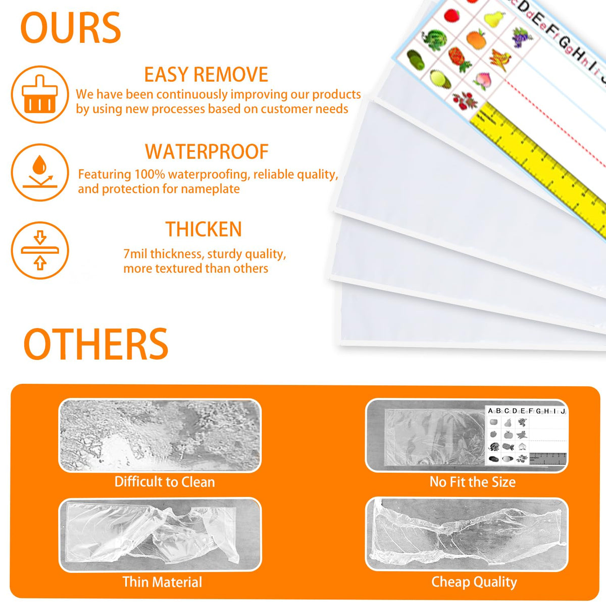 40 PCS Nameplate Pocket,14.5x4.5 Inch Adhesive Desk Nameplates Name Tag Pocket (Thickness:7 mils)