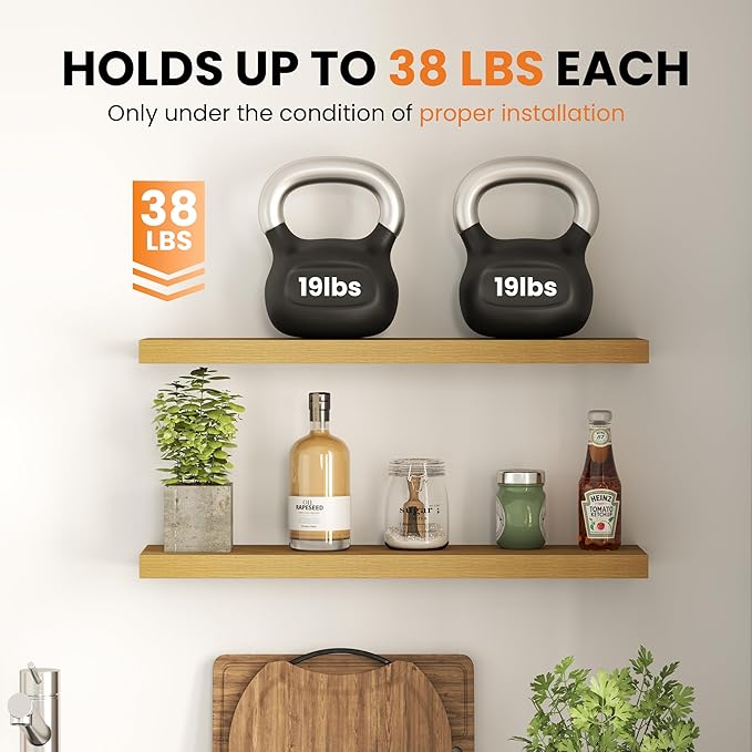 Fun Memories Floating Shelves for Wall, 32 Inch Set of 2 Rustic Wood Wall