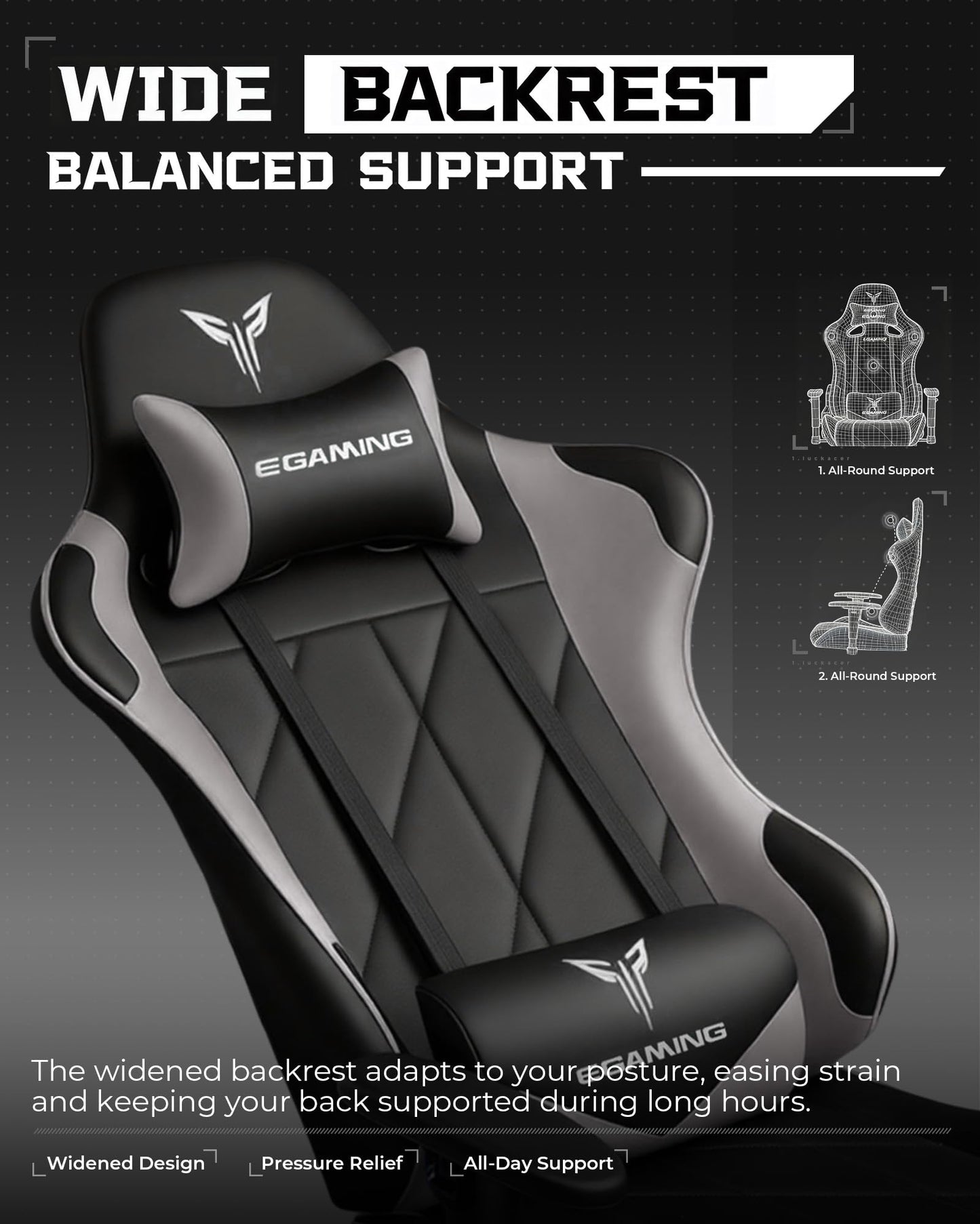 GTPLAYER Gaming Chair, Big and Tall Video Game Chair with High Back PU Leather, Home Office Ergonomic Computer Chair with Footrest, Adjustable Height, 360° Swivel Wheels for Adults and Teens