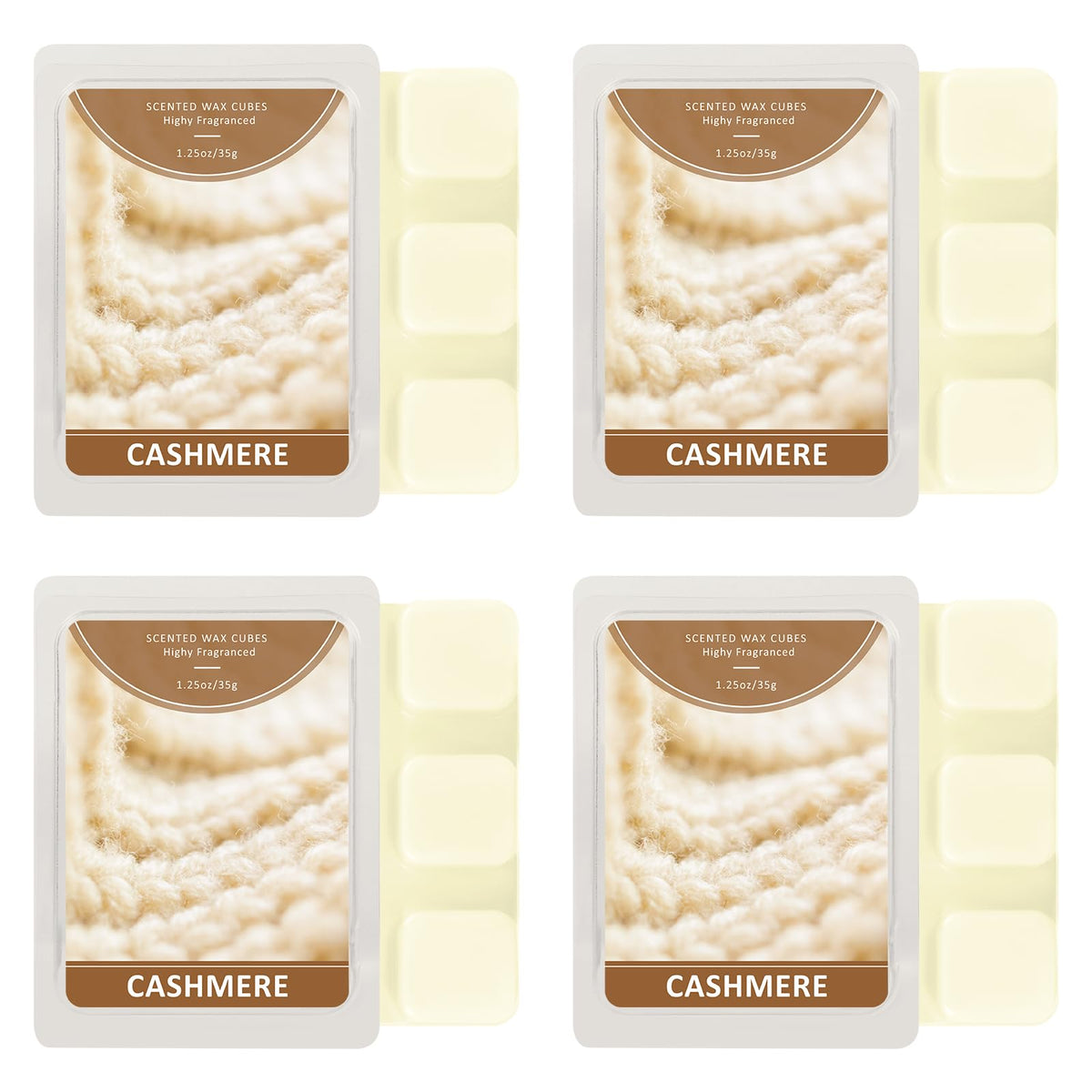 SCENTORINI Wax Melts, Cashmere Scent Wax Cubes 4 Pack, Summer Scent Soy Wax for Wax Warmer, Candle Making, Christmas Decoration and Home Fragrance