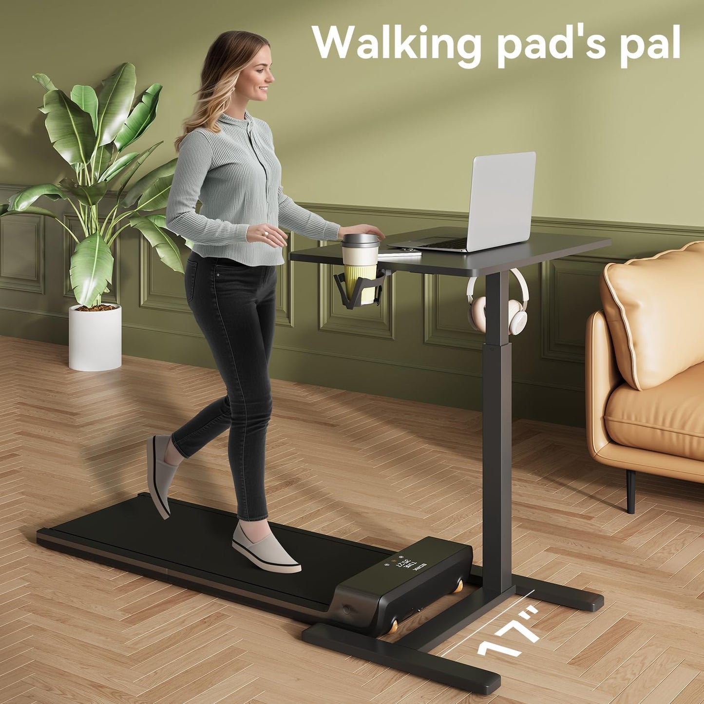 Gamork 18.9 * 25.6 inches Mobile Standing Desk,C Shaped Pneumatic Adjustable Height Stand Up Desk,Ergonomic Standing Side Table for Home Office Work Computer Desk Workstation,Black