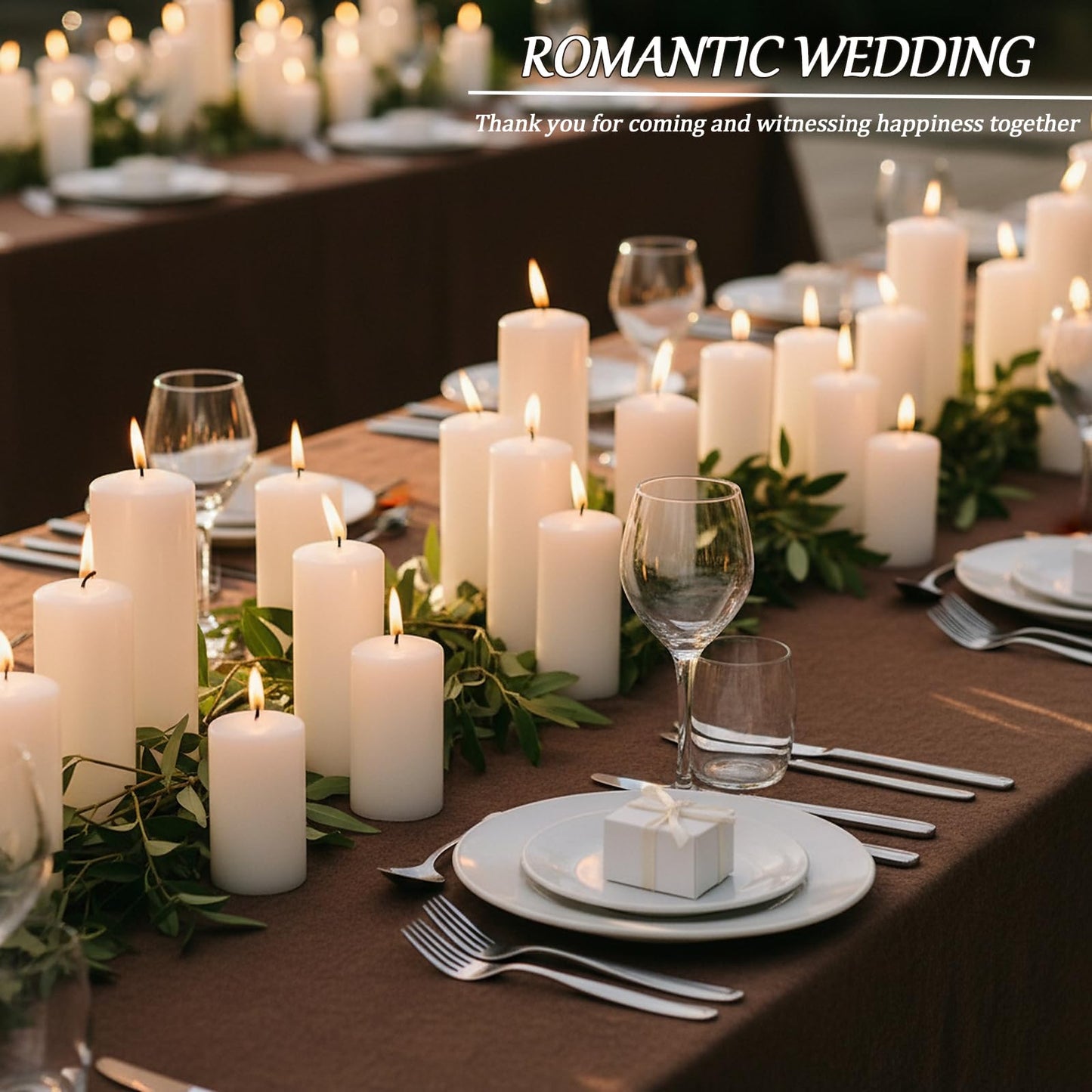 Trxvxo White Pillar Candles Bulk Set of 36，Hurricane Candles，3 Different Lengths 2 x 3/6/8 Inch (12 Each)，Dripless Unscented Smokeless，Gives You a Better Atmosphere When Organizing an Event Party.