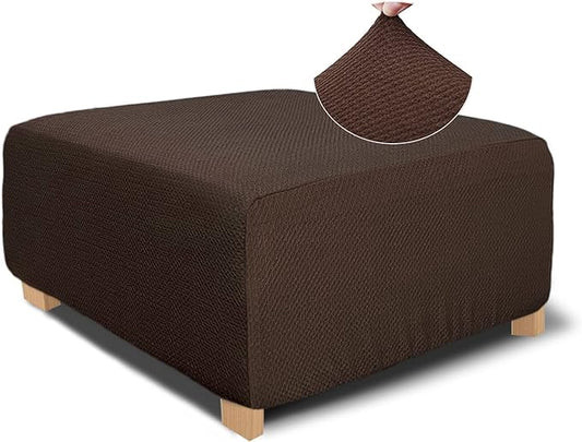 NeColorLife Rectangle Ottoman Cover Jacquard Fabric Ottoman Slipcover Thick