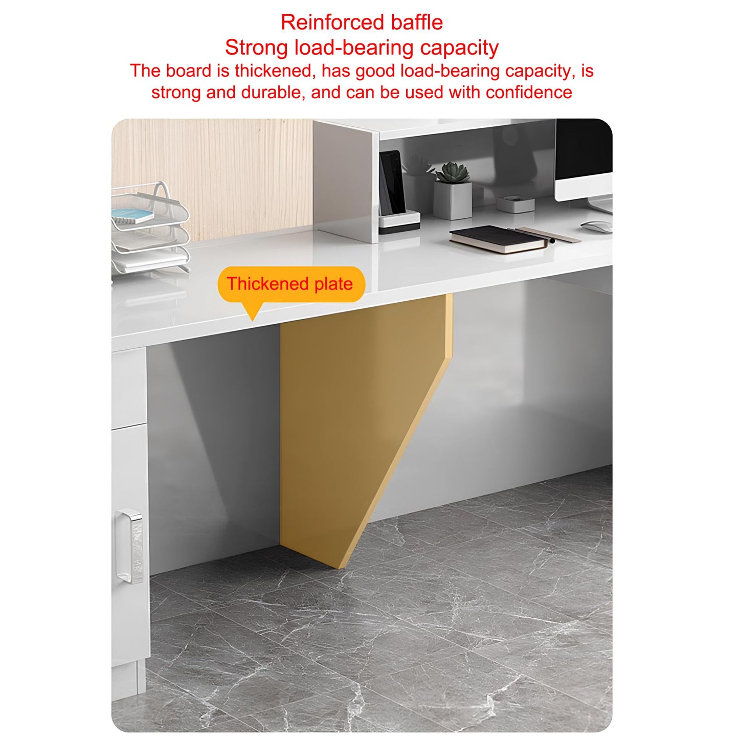 Modern Reception Desk with Counter, Lockable Drawer & Cabinet, LED Light Strip - Stylish Receptionist Station for Office, Salon, Boutique, Lobby & Shop