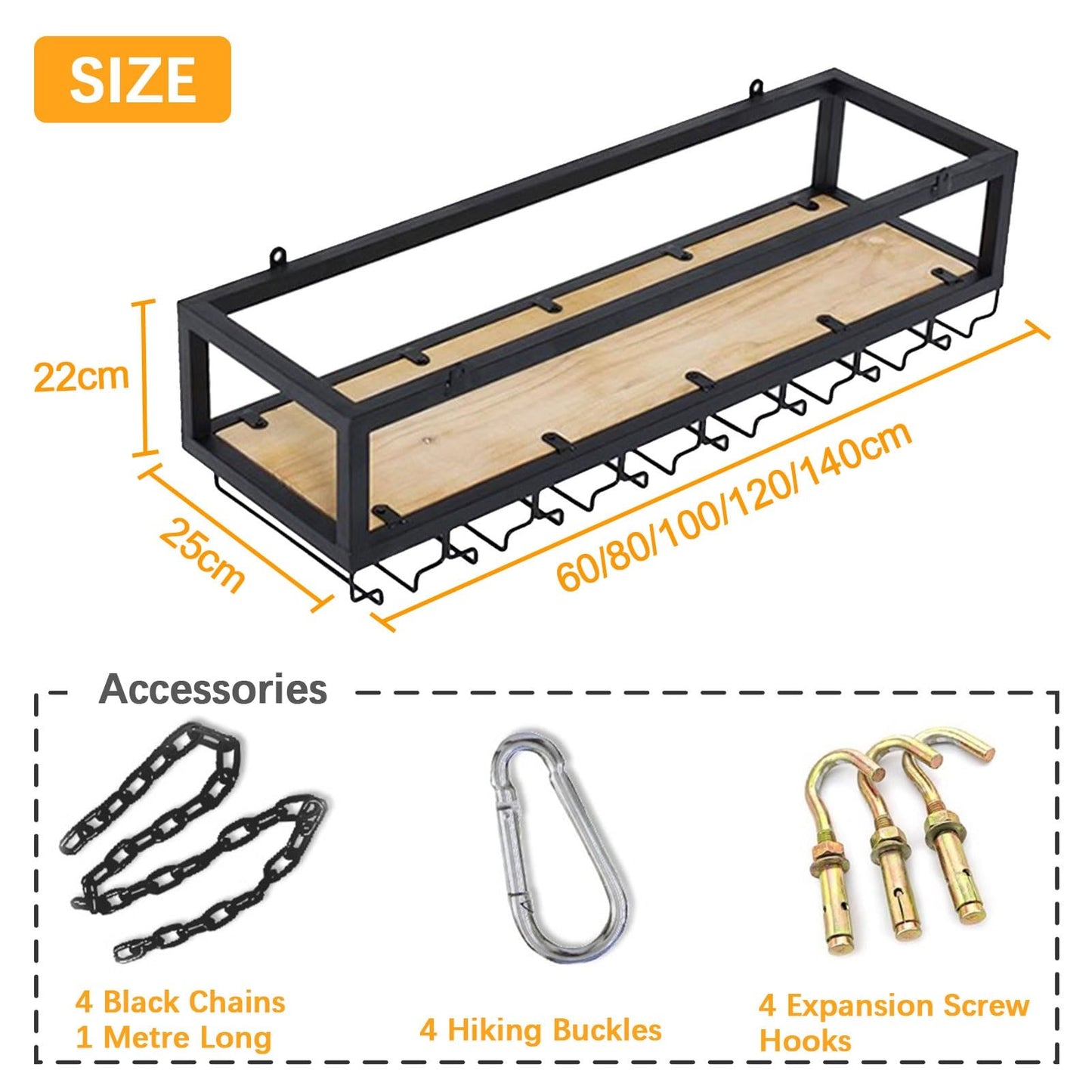 60cm -140cm Wine Rack with Glass Holder,Adjustable Industrial Wine Rack Shelf for Wall,Hanging Wine Glass Rack Holder for Bar, Cafe, Kitchen, Metal Iron Wine Shelf Ceiling Mounted (Size : 1 ()