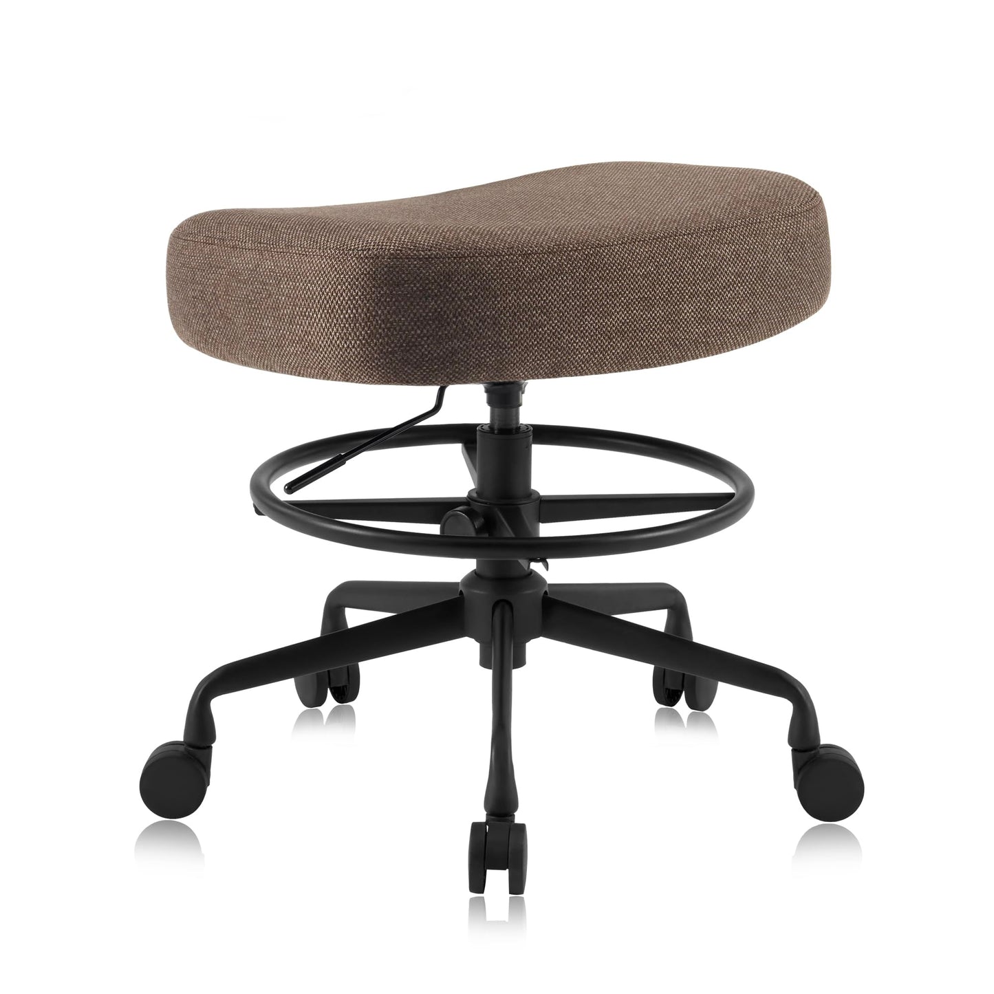 DR.LOMILOMI Pneumatic Swivel Rolling Saddle Stool 504 Kalea with Adjustable Foot Ring for Clinic SPA Tattoo and Home (Mocha, Standard)