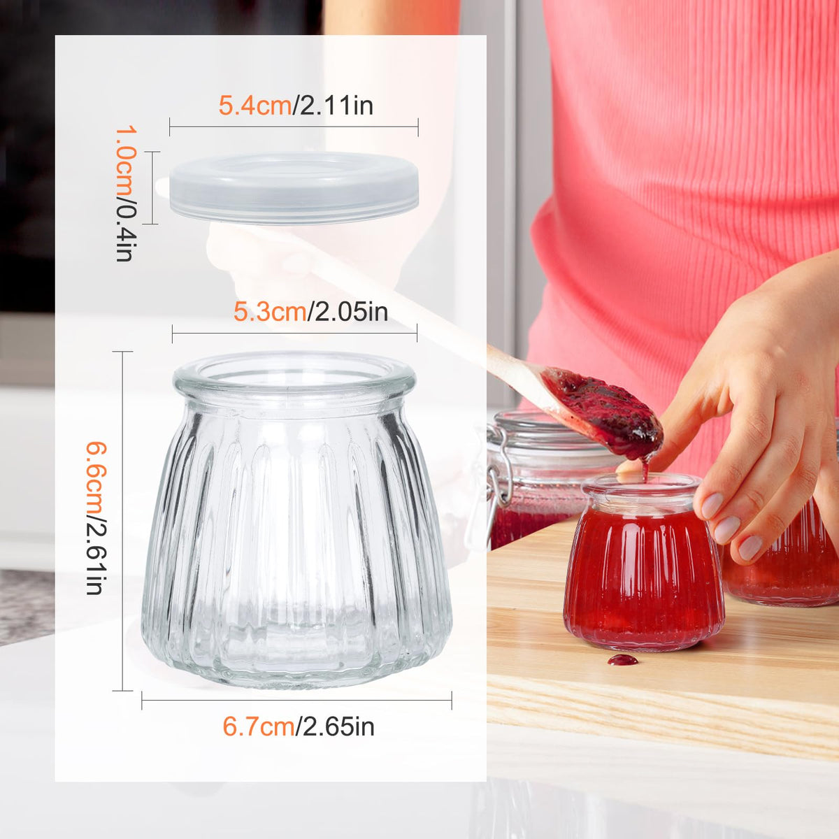 4oz Small Glass Jars 40Pack, Clear Glass Pudding Jars with PE Lids and Tags, Spice Jars/Glass Jelly Jars/Yogurt Jars/Small Jars with Lids (Set of 40)