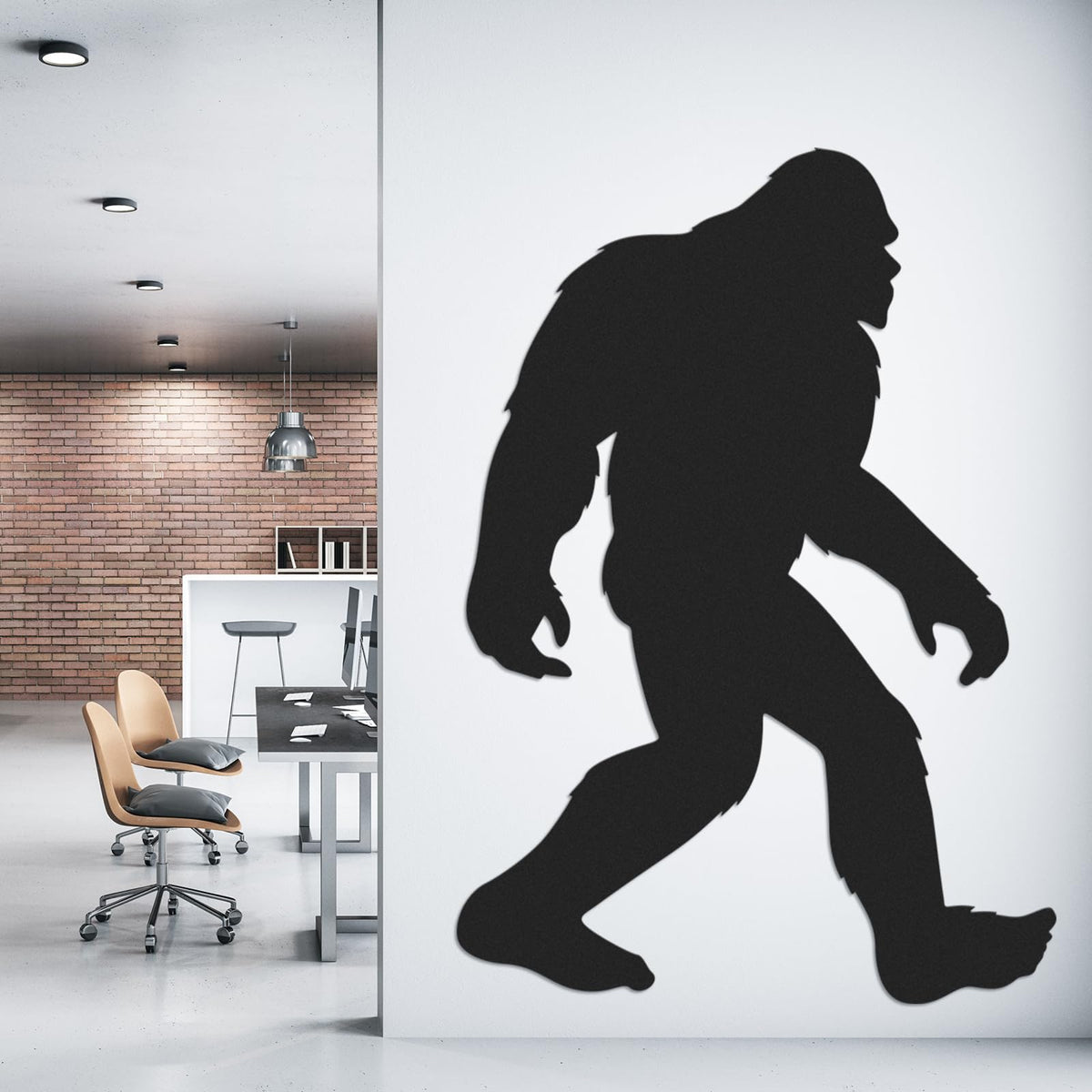 Affrolling Bigfoot Wall Decal Large 60 x 42 Inch Sasquatch Big Foot Silhouette Peel and Stick Wall Decals for Office Home Decor Gifts for Sasquatch Bigfoot Lovers(Black)