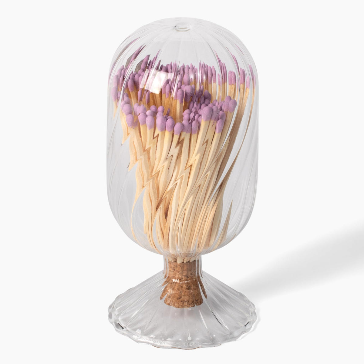 MILAVERA Premium Helix Glass Cloche - Decorative Jar with Striker. Holder for Long Matches for Candles, Fireplace, Bathroom Accessories, Bath Salts. Includes Attachable Match Striker. (No Matches)