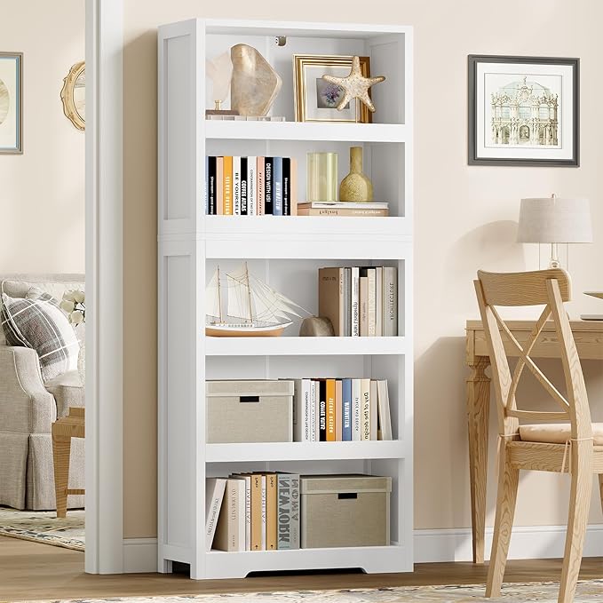TEENFON 64.2" Bookcase, 5-Tier Open Bookshelves and Bookshelf, Freestanding