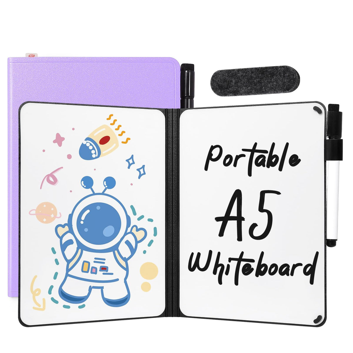 AGM Portable White Board Dry Erase, Double Sided Folding Whiteboards with Pen, Small Dry Erase Board for Study, Meeting, Doodling, Planning, Purple