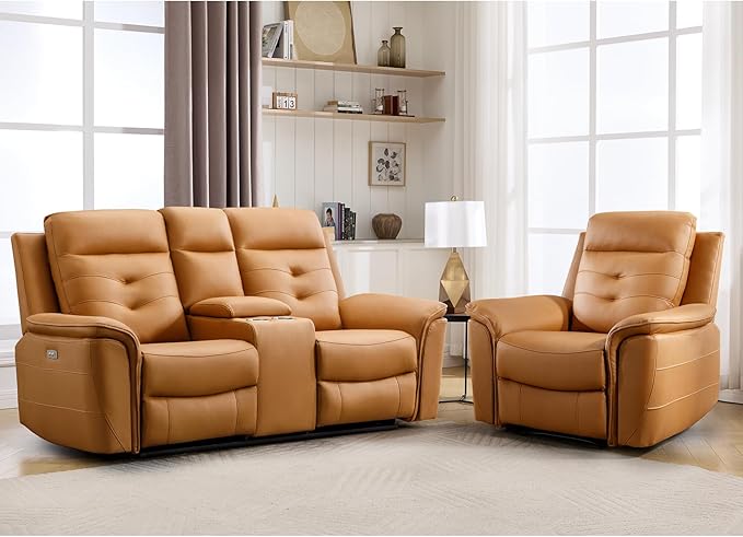 ANJ 2-Piece PU Leather Recliner Sofa Set
