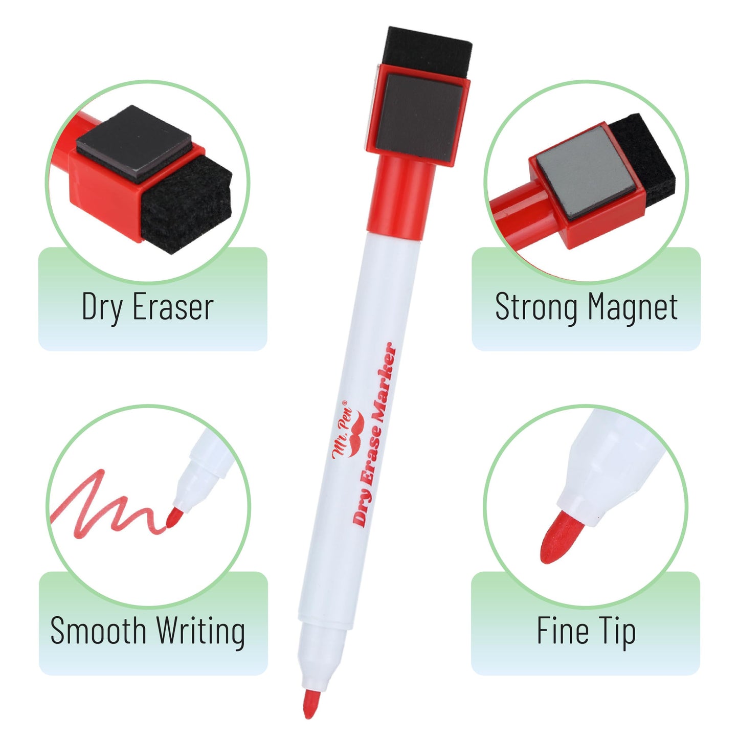 Mr. Pen- Magnetic Dry Erase Markers, 8 Pack with Whiteboard Eraser