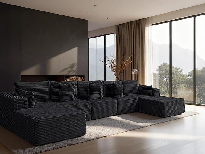 168" Cloud Sectional Couch, Comfort U Shaped Sofa