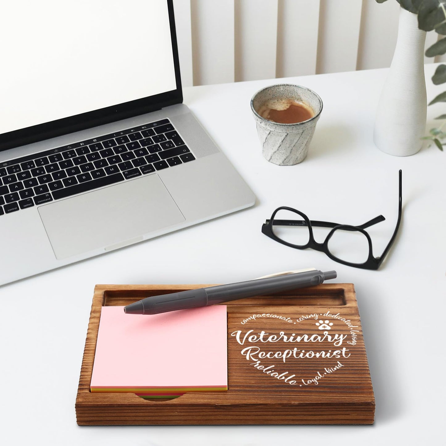 Veterinary Receptionist Gifts, Veterinary Receptionist Appreciation Gifts, Thank You Vet Receptionist Gifts for Vet Secretary, Vet Front Office Desk Self-Stick Note Pad Holders GSH10