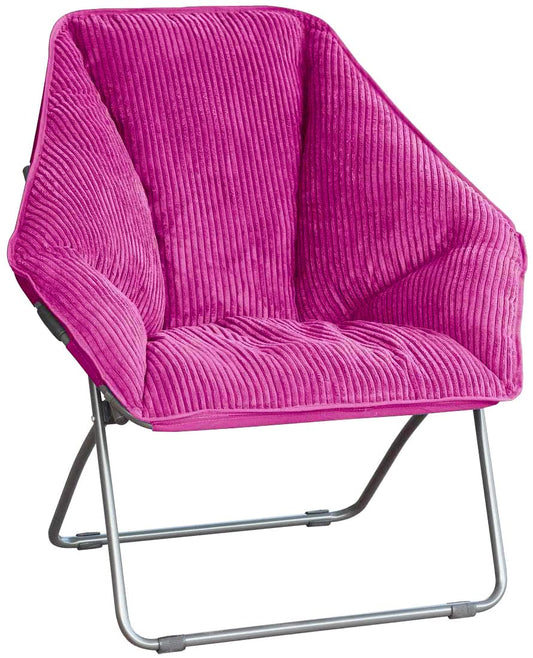 Zenithen Limited Indoor Foldable Plush Seat Hexagon Folding Portable Dish Chair, for Bedrooms, Living Rooms, Dorm Rooms and Game Rooms, Plum Corduroy (Pack of 1)