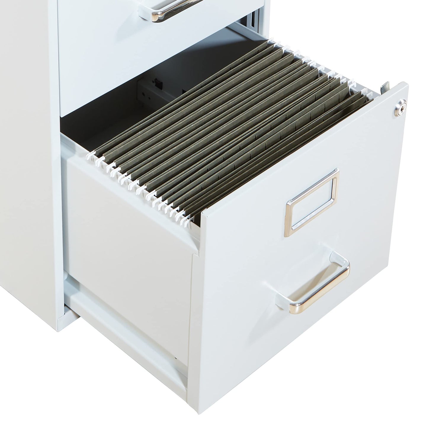 OSP Home Furnishings 2 Drawer Locking Metal File Cabinet, Grey