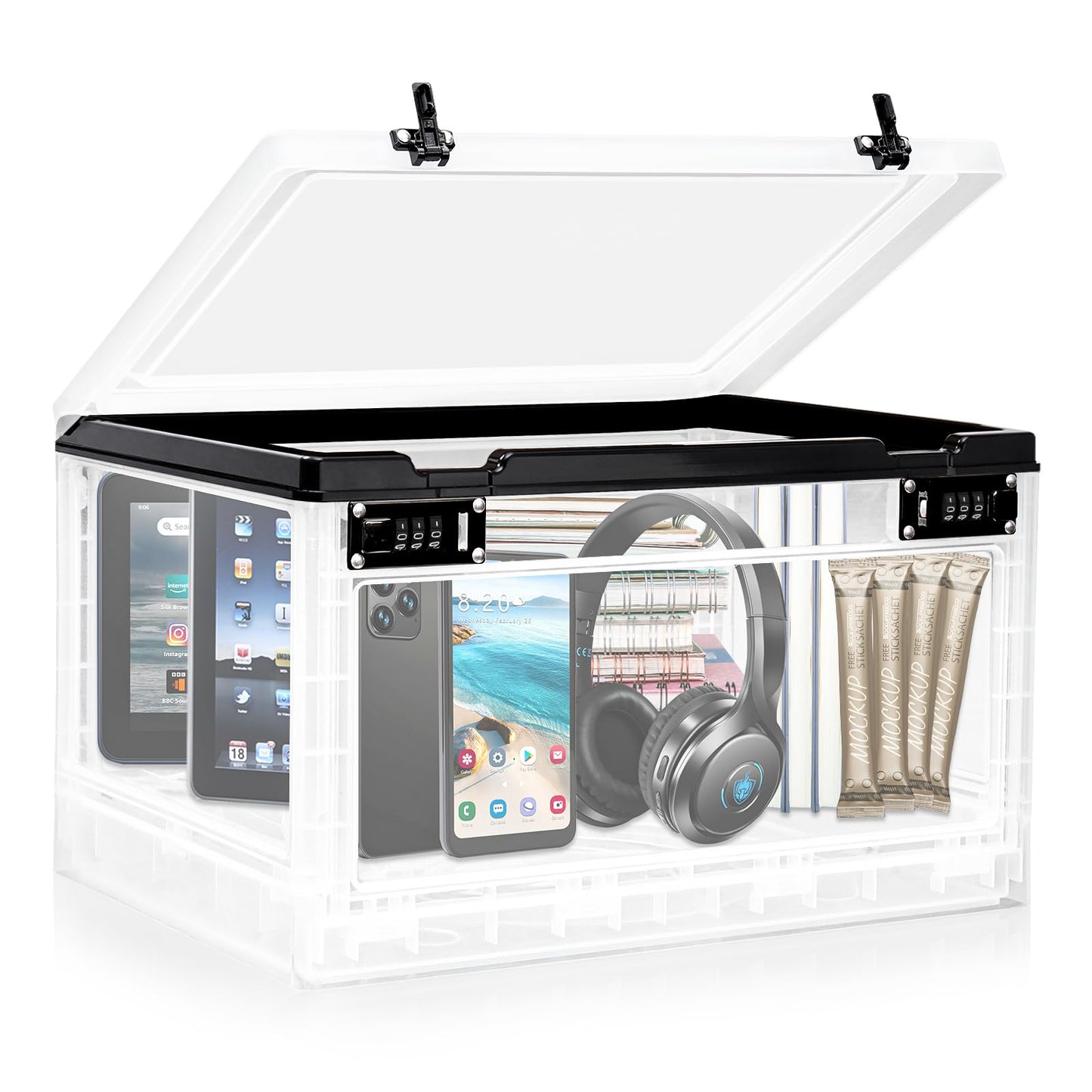 Lalifebuss Large Lock Box for Personal Items, 24 Litre Combination Lockable Storage Box for Office Locker/School/Medicine/Snacks/Phone Jail/Electronic/Home