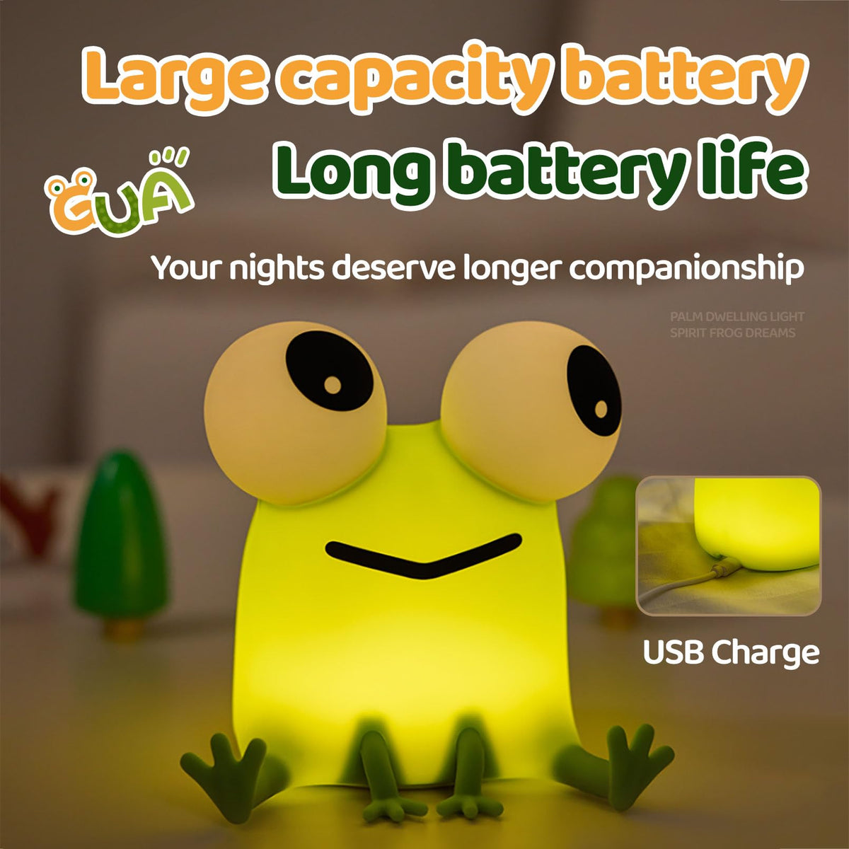 DADYLOBO Frog Night Light for Kids, Cute Silicone Dimmable Nursery Night Light, Rechargeable Bedside Lamp, Portable Creative Gifts for Children, Teens, Girls, Boys Christmas Birthday