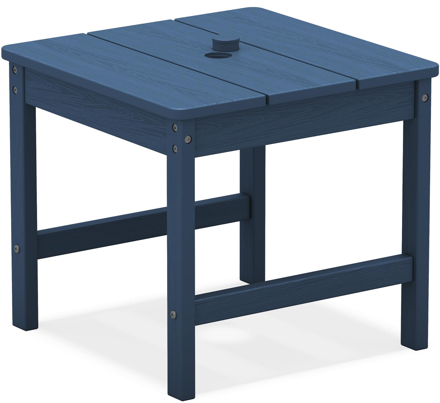 KINGYES Double Side Table with 1.6'' Umbrella Hole, HDPE Adirondack End Table- Blue