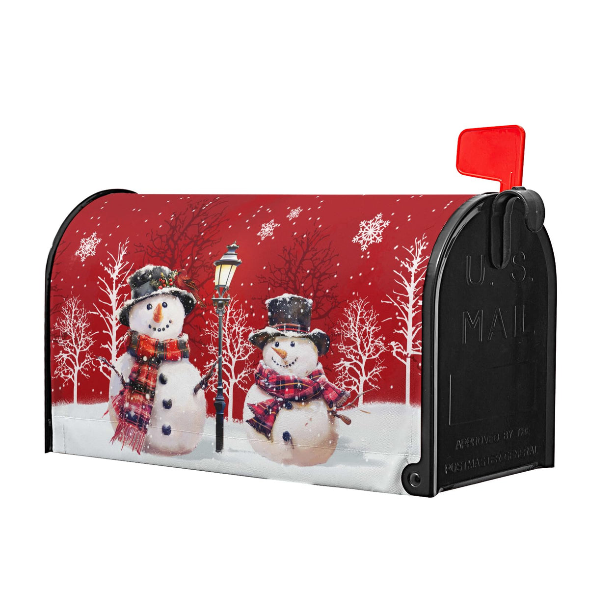 Kawani Merry Christmas Red Snowman Mailbox Covers Magnetic Red Winter Outdoor Mailbox Cover Standard Size 18 X 21 Inch Snowflakes Holiday Mailbox Wrap Post Letter Box Cover Decor for Home Garden Yard