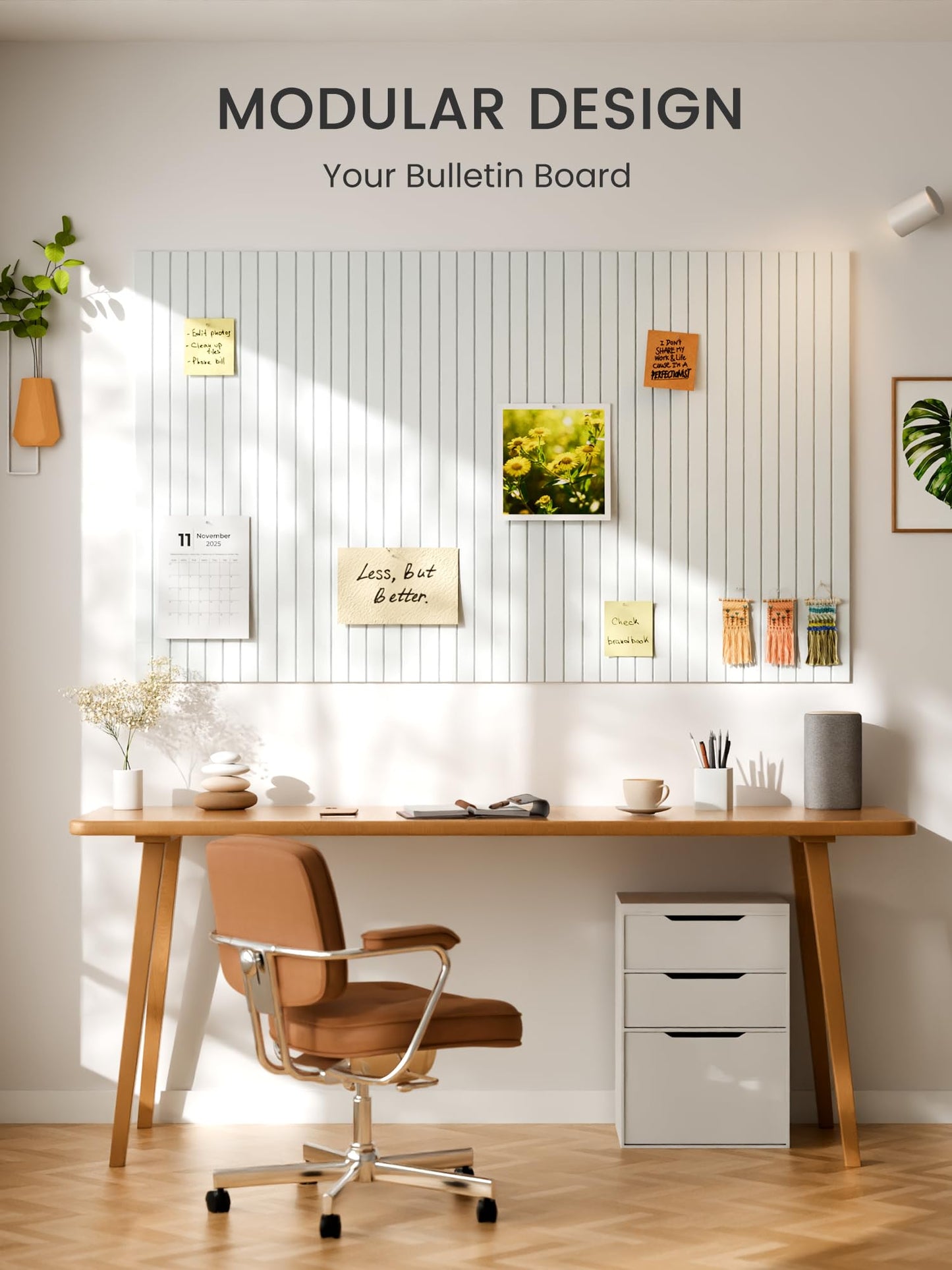 Bumusty Large Cork Board Alternative-48 x 36" Felt Bulletin Board Tiles, with 30 Pushpins, 70 Adhesive Tabs, Fine-Stripe 12-Pack, Cork Boards for Office Push Pin Board Felt Board-Cold White