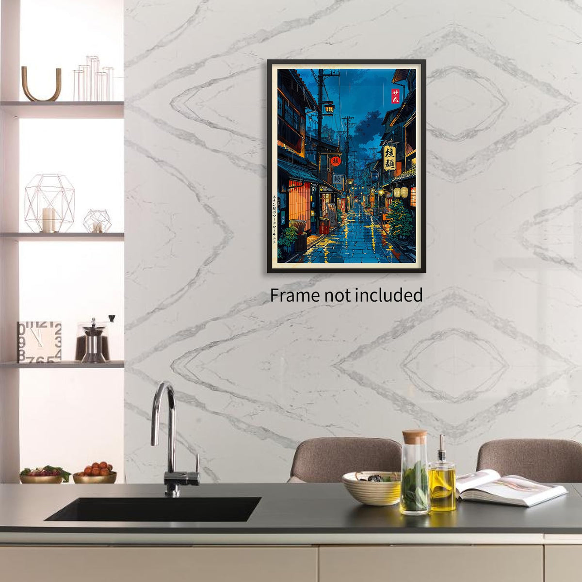 Podafu Japanese Tokyo Tea House Wall Art Poster - 12x16in Unframed Canvas Print for Bedroom Decor