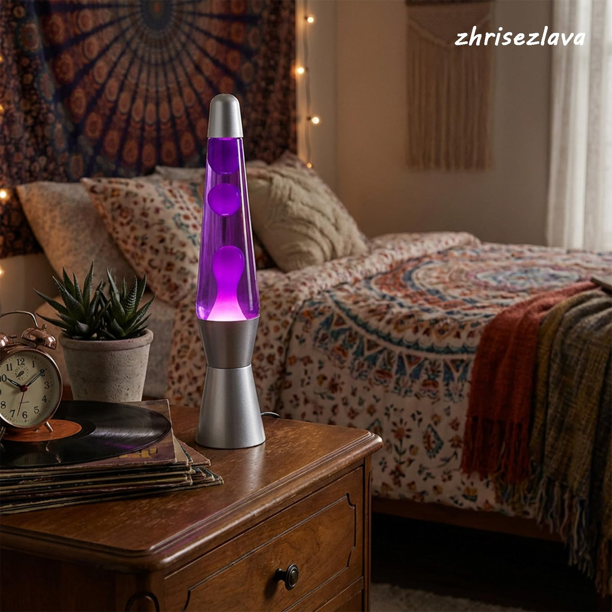 zhrisezlava 16 Inch Liquid Motion Lamps, Purple Wax Purple Liquid, Silver Base Motion Light, Relaxing Night Light, Retro Home Decor for Bedroom Office, Cool Gifts for Adults Kids.(2hao)