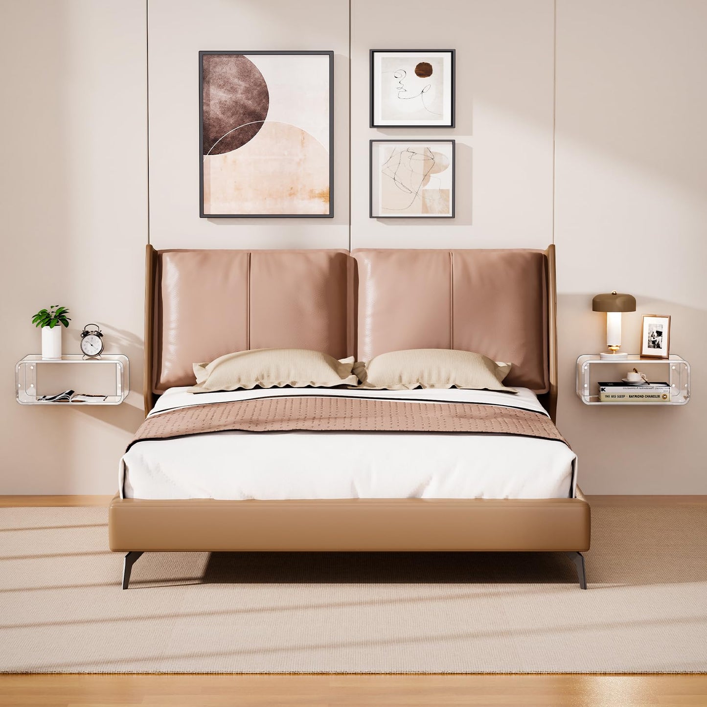 Acrylic Floating Nightstand, Bedside Table, Nightstand Shelf Wall Mounted Bedside Shelf (Clear, 16.1"×9.4“×6.7”)