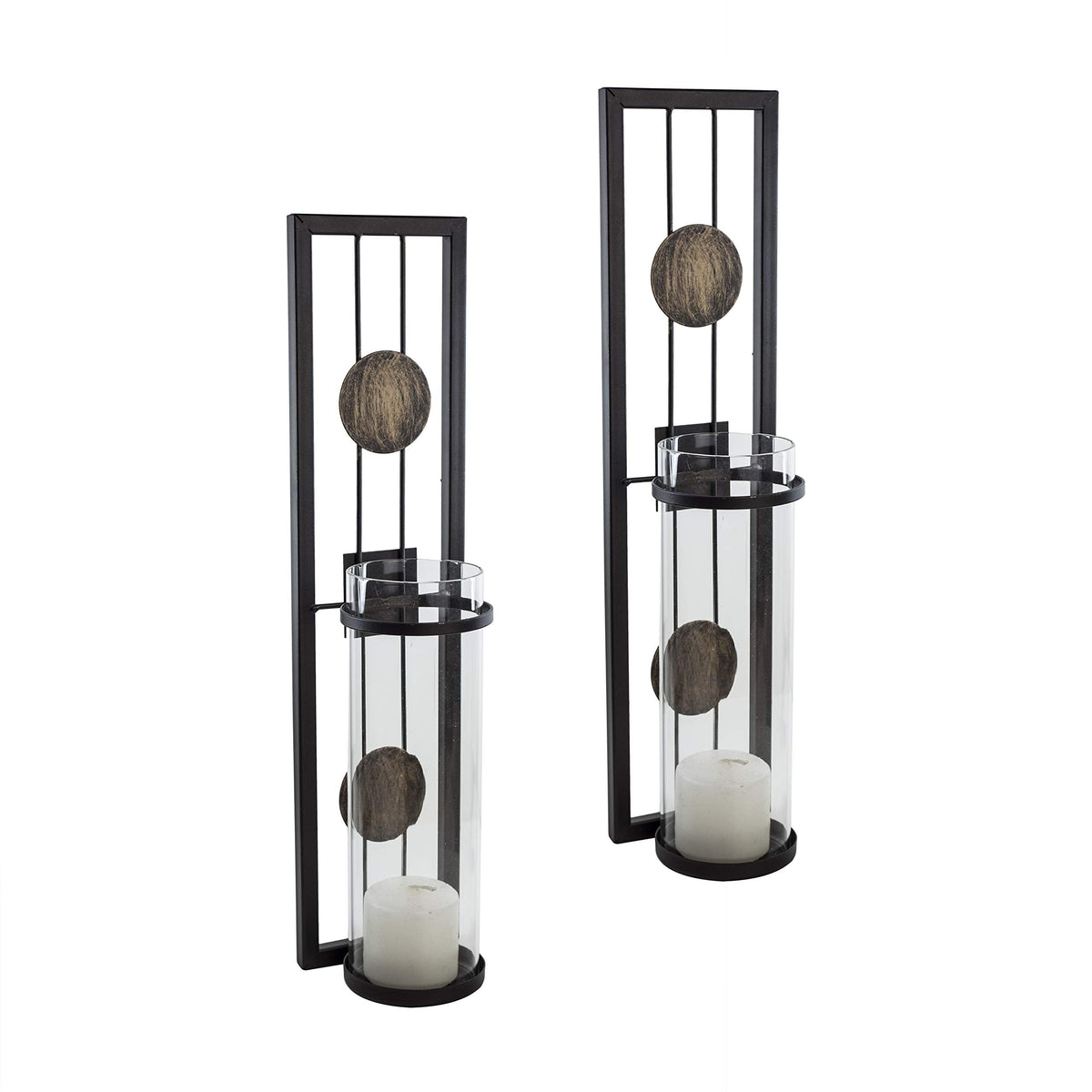 Danya B Set of Two Wall Sconces, Metal Wall Décor, Antique-Style Metal Sconce for Home, Patio or Office – Decorative Metal Wall Scone, Candle Holder, Real or Battery Operated Candles