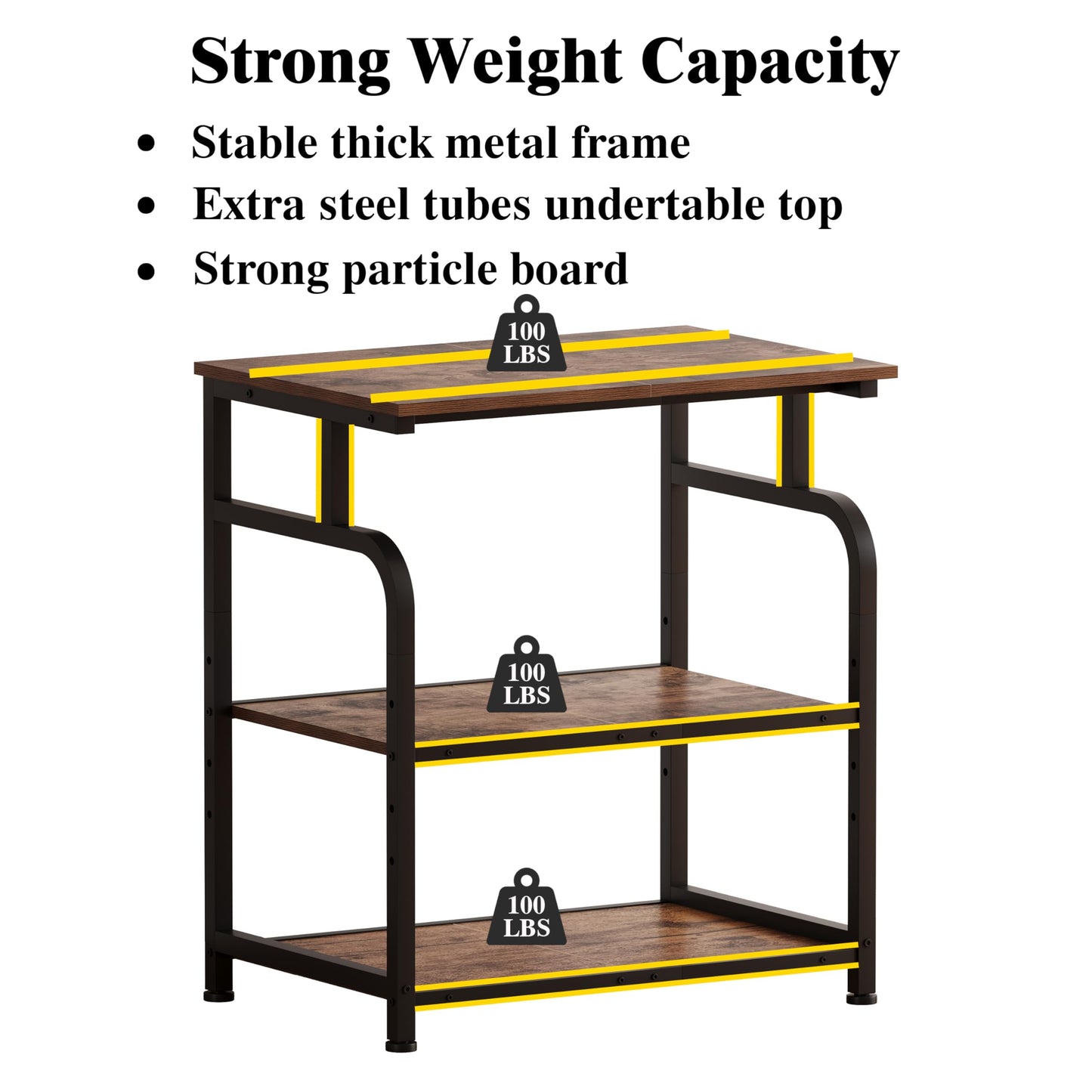 Unionly Large Printer Stand with Adjustable Shelf, 3-Tier Rolling Printer Cart with Wheels, Heavy-Duty Wood Printer Table for Home Office, Heat Press and Laser (Rustic Brown)