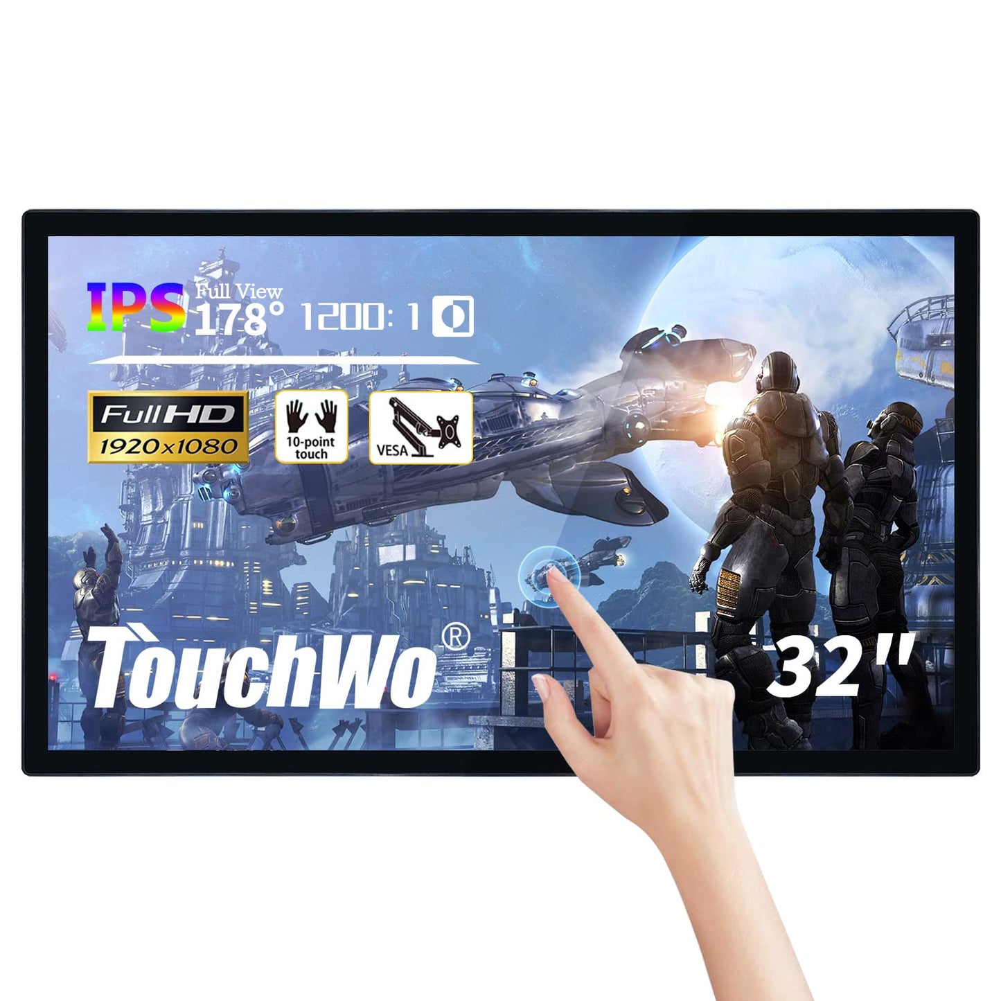 TouchWo 32 inch Interactive Touchscreen Whiteboard, Smart Board with 16:9 Display 1080P, Android 11 Touchscreen Electronic Whiteboard for Office and Classroom, RAM 4G & ROM 32G