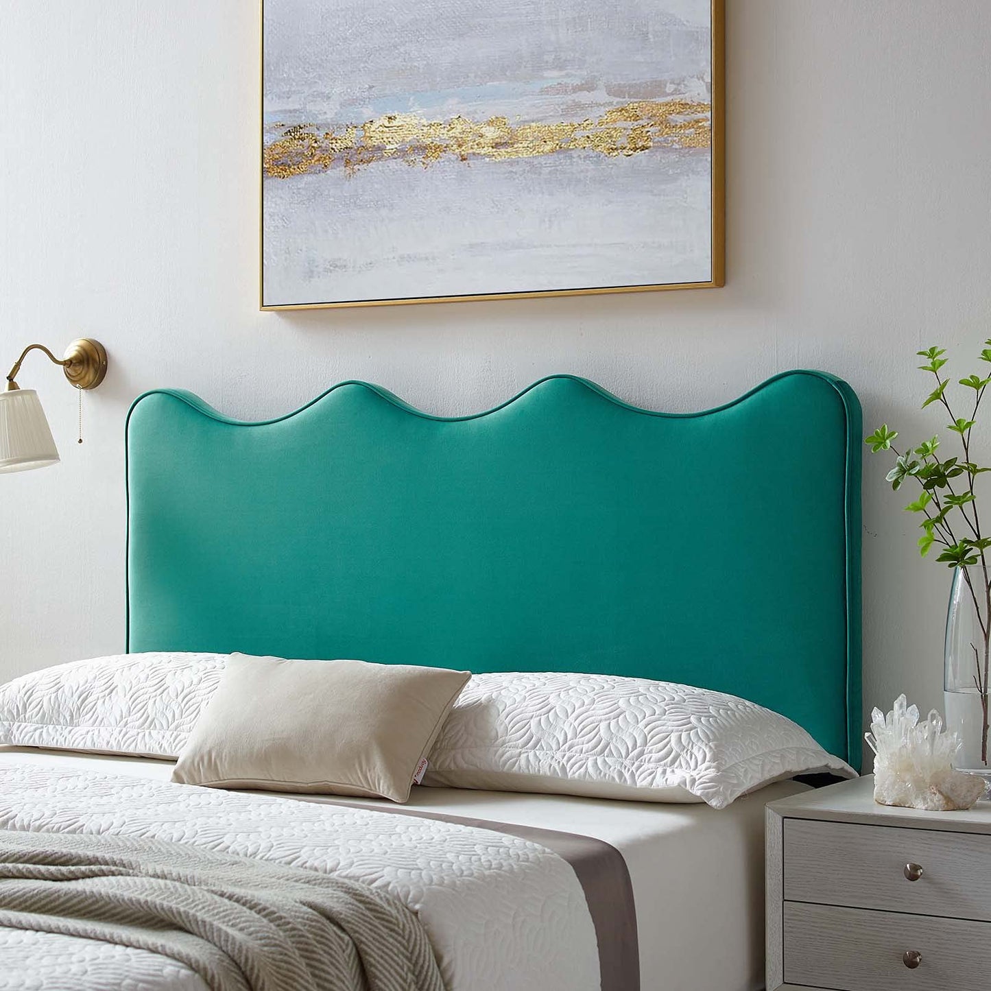 Modway Athena Performance Velvet Full/Queen Headboard in Teal