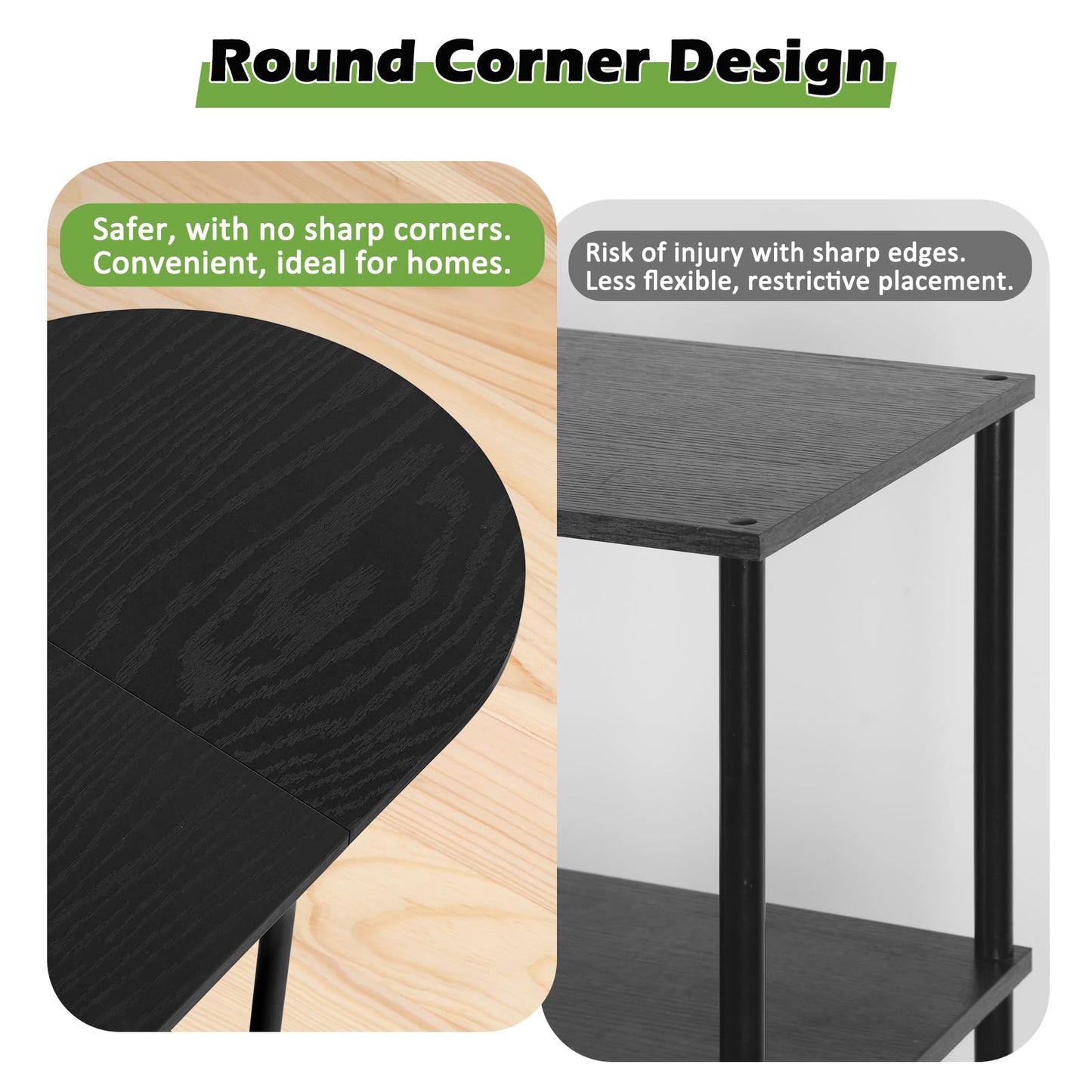 ETELI Black Coffee Tables for Living Room 2-Tier Small Oval Coffee Table Wood Accent Coffe Tables with Storage Shelf Modern Mesa De Centro Sala for Small Space, Home Office