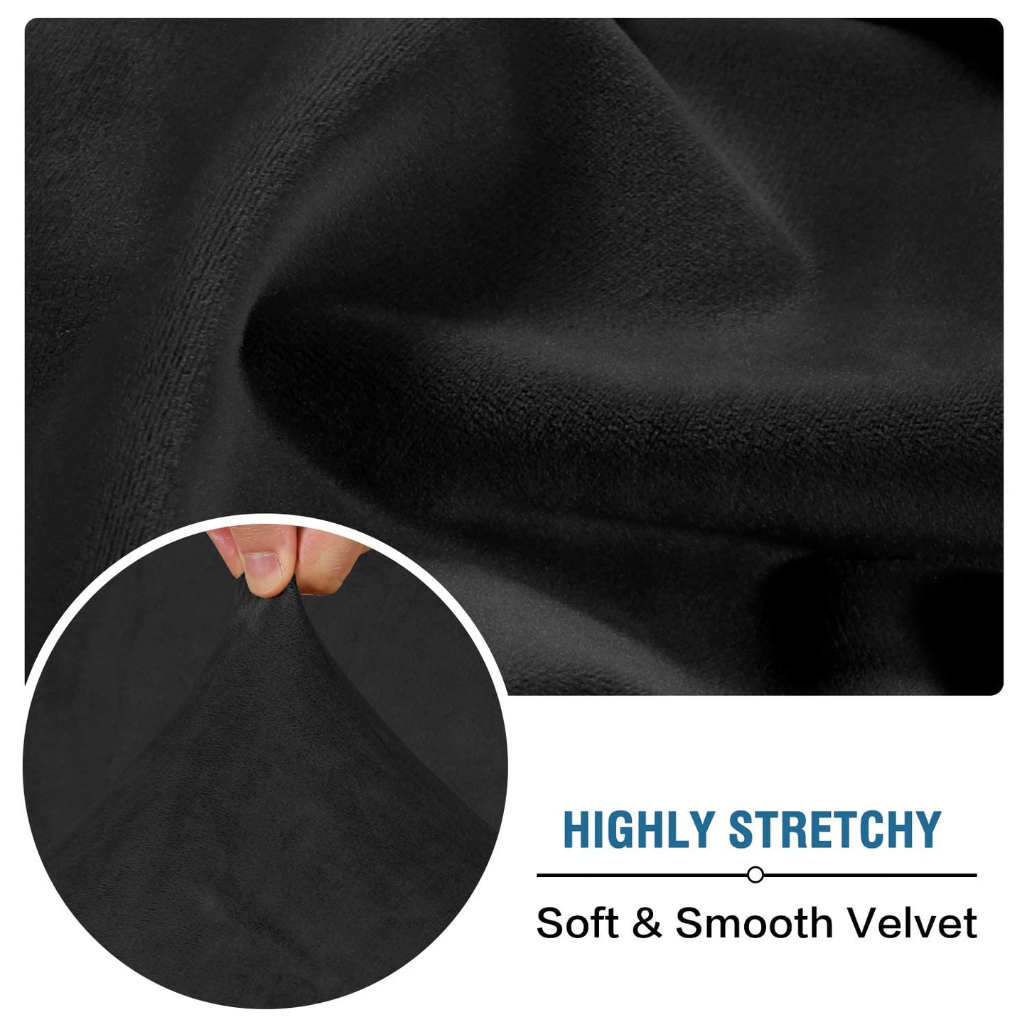 H.VERSAILTEX Velvet Stretch Couch Cushion Cover Plush Cushion Slipcover for Chair Loveseat Sofa Cushion Furniture Protector Seat Cushion Sofa Cover (3 Piece XL Sofa Cushion Covers, Black)