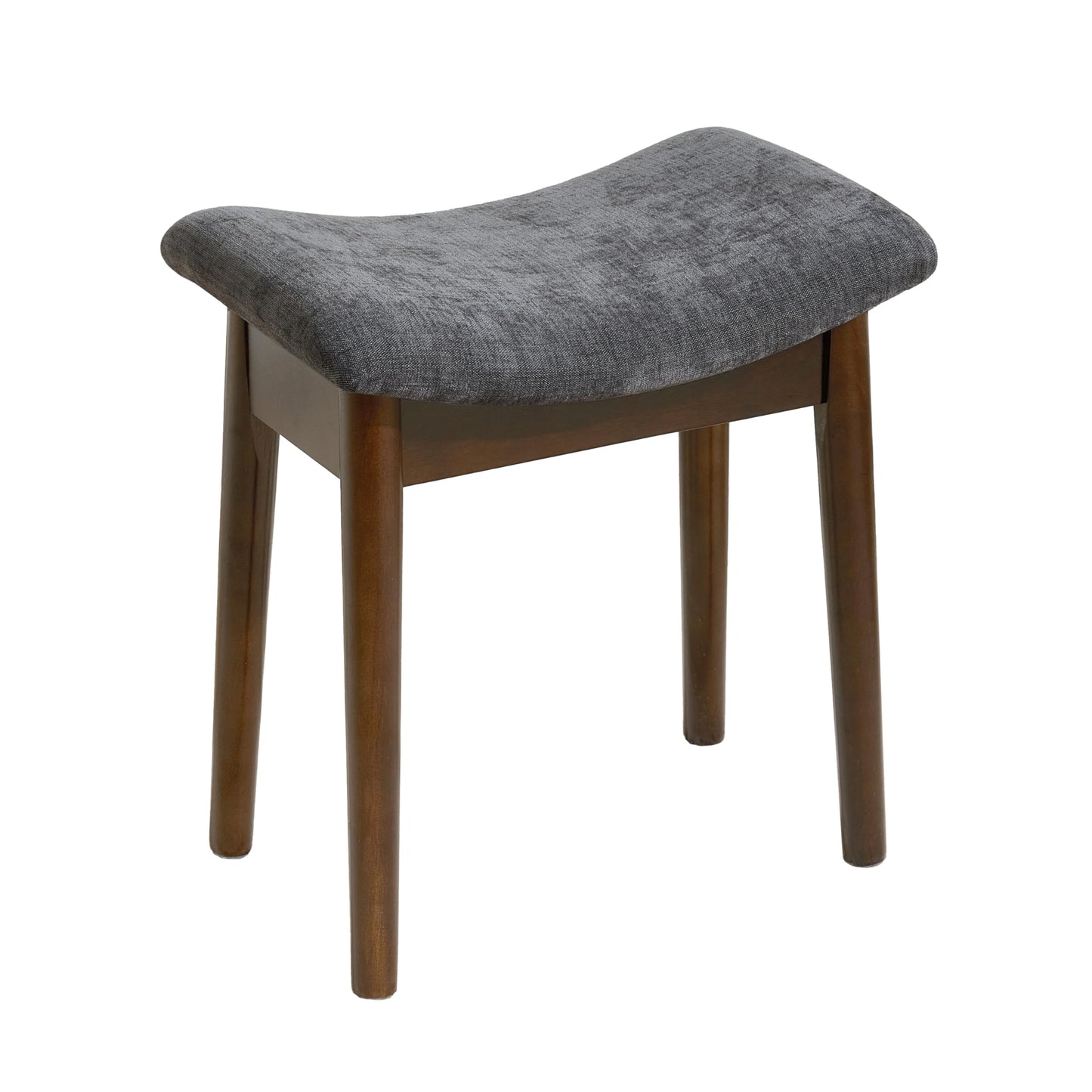 Royal Windsor Vanity Stool with Saddle Cushion, 18 Inch Makeup Vanity Chair for Living Room, Modern Foot Stool Ottoman Piano Bench,Small Upholstered Bench for Bedroom, Dark Grey