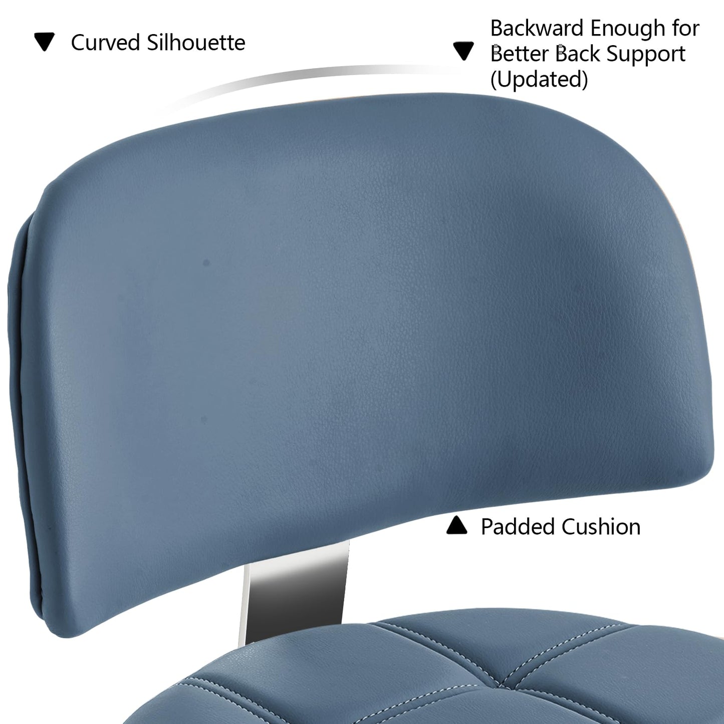 CoVibrant Lockable Stool with Back and Foot Rest Ergonomic Rolling Hydraulic Adjustable Stool for Doctor Esthetician Artist Home Small Office Desk (Blue, 24''-31'')