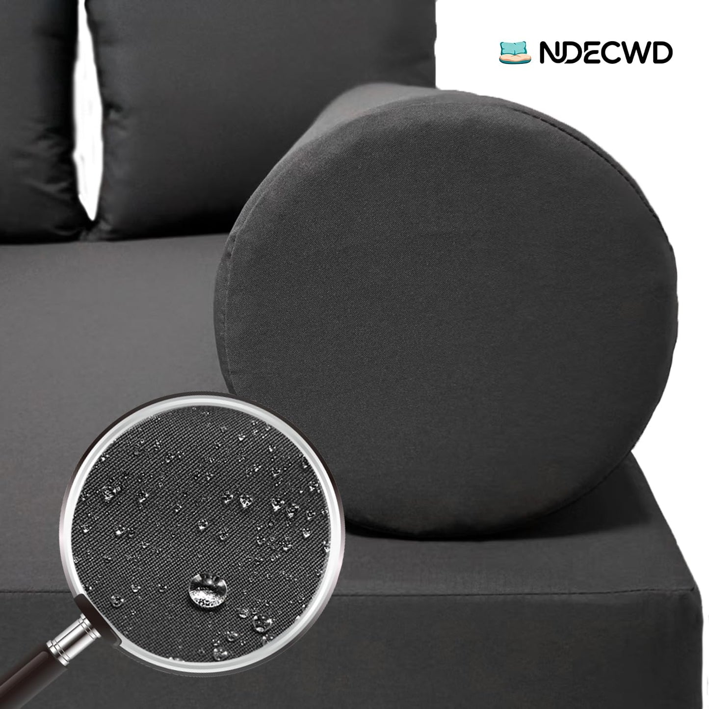 Twin Size Daybed Cushion Cover, Water-Repellent Porch Swing Mattress Slipcover (Fits 6" Depth), Heavy-Duty UV Resistant Patio Bed Protector with U-Shaped Zipper, Cover Only (Dark Gray, 75*39*6in)
