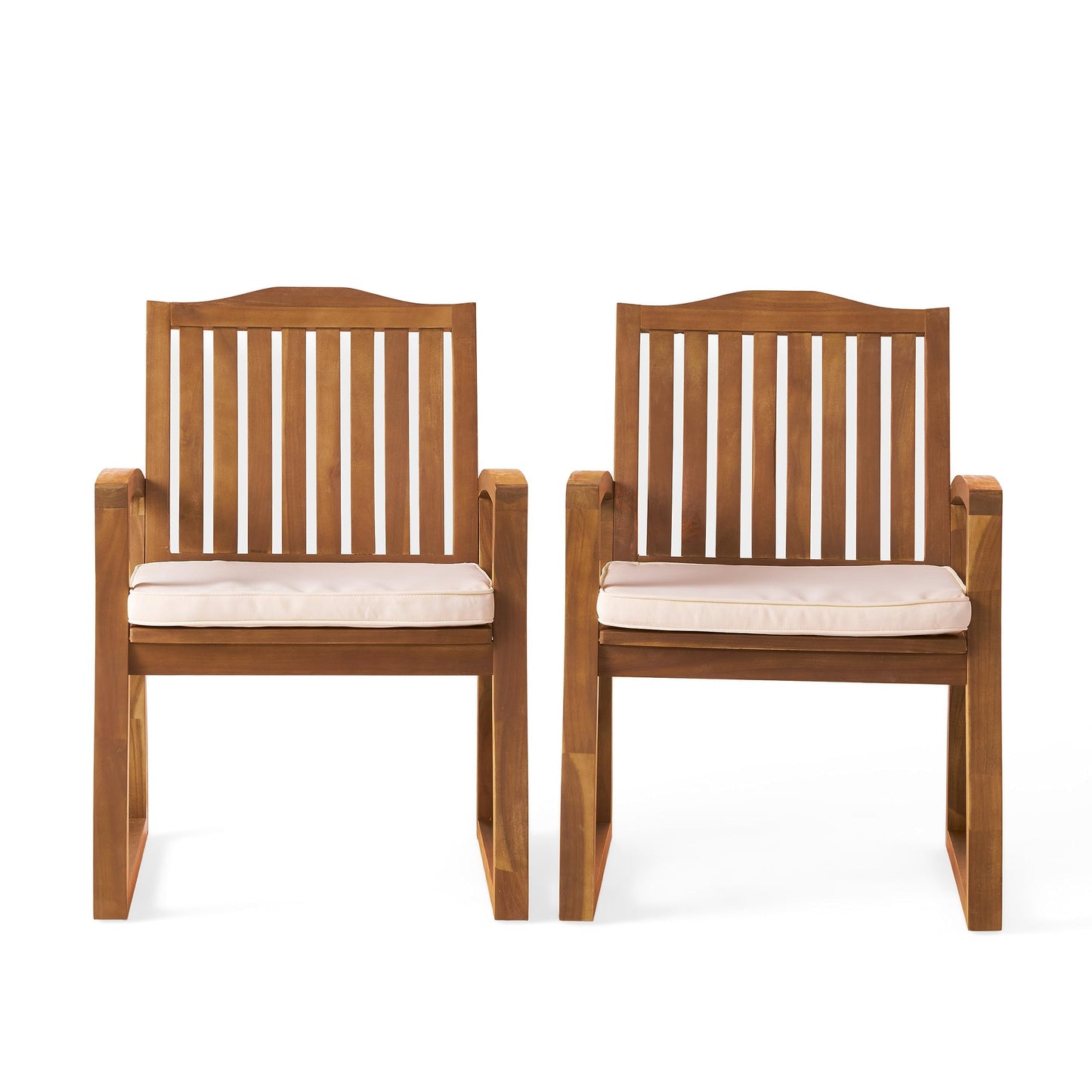 Christopher Knight Home Della Acacia Wood Outdor Dining Chairs, 2-Pcs Set, Teak Finish With Rustic Metal