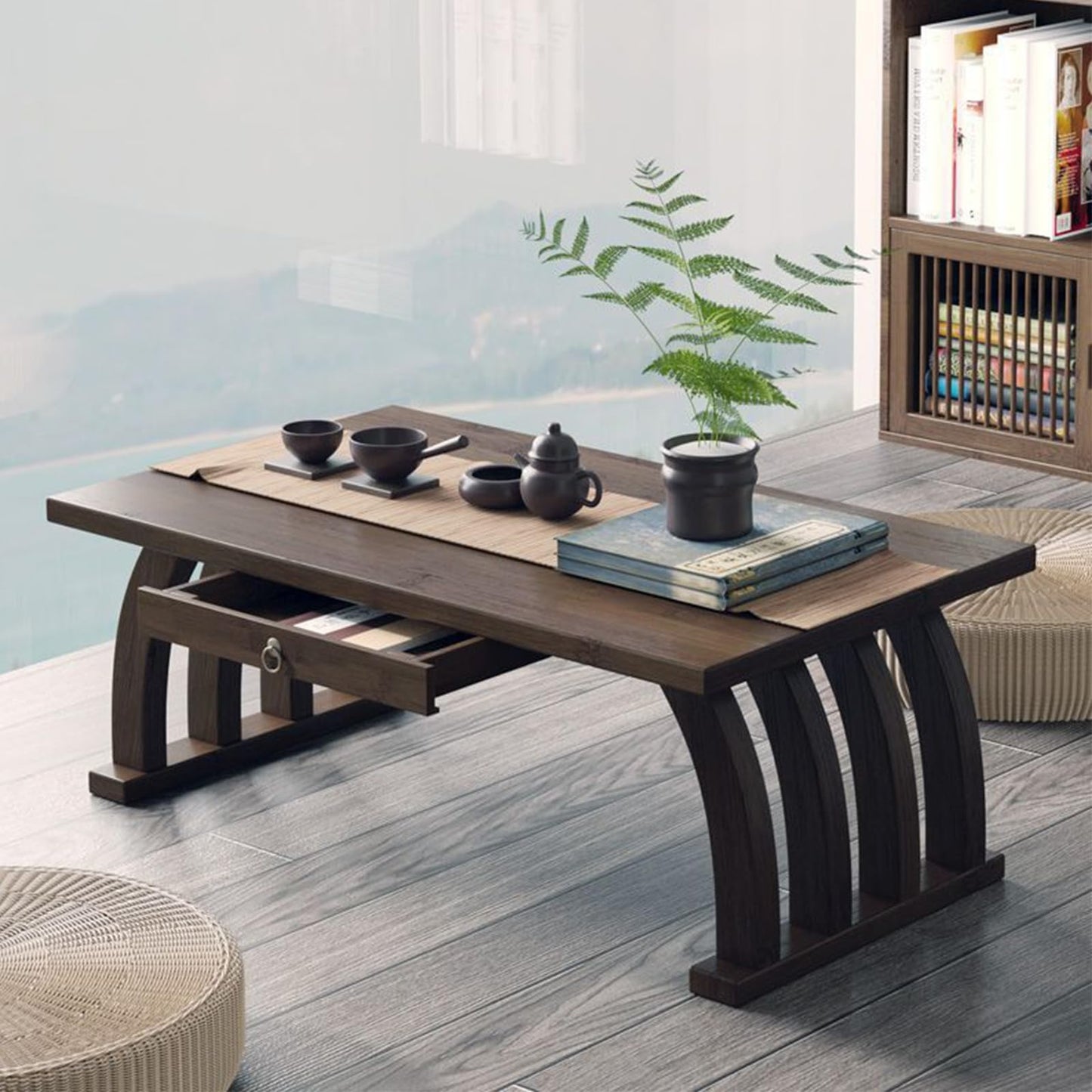 GLDGJMZ Bamboo Meditation and Tea Table Small Coffee Table & Altar for Living Room Bedroom Style Perfect for Floor Sitting Zen Decor Eco Friendly Furniture