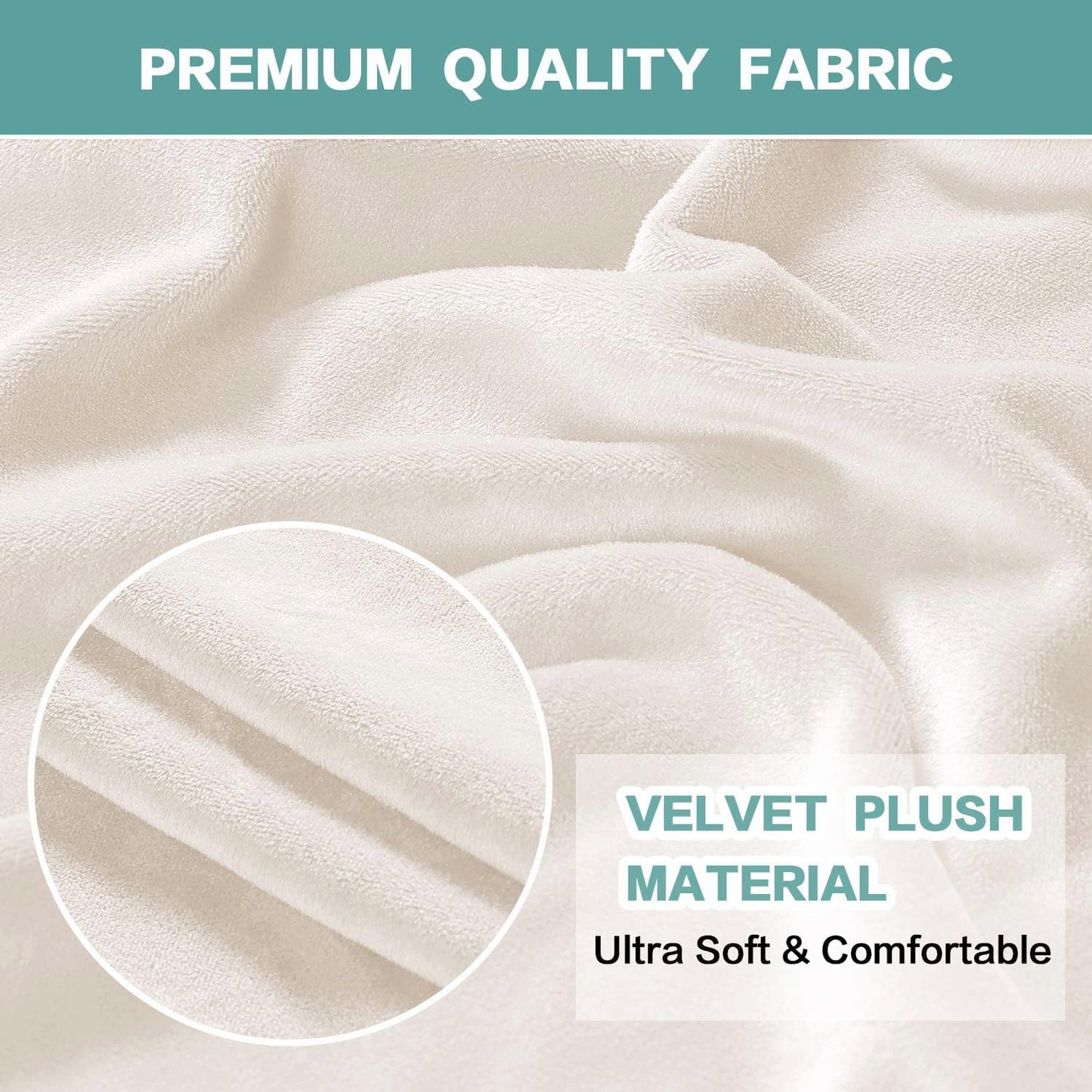 Turquoize Loveseat Covers Stretch Love Seat Couch Covers for 2 Cushion Couch Velvet Furniture Covers for Sofa with Elastic Bottom Crafted from Polyester, Spandex (Loveseat, Ivory)