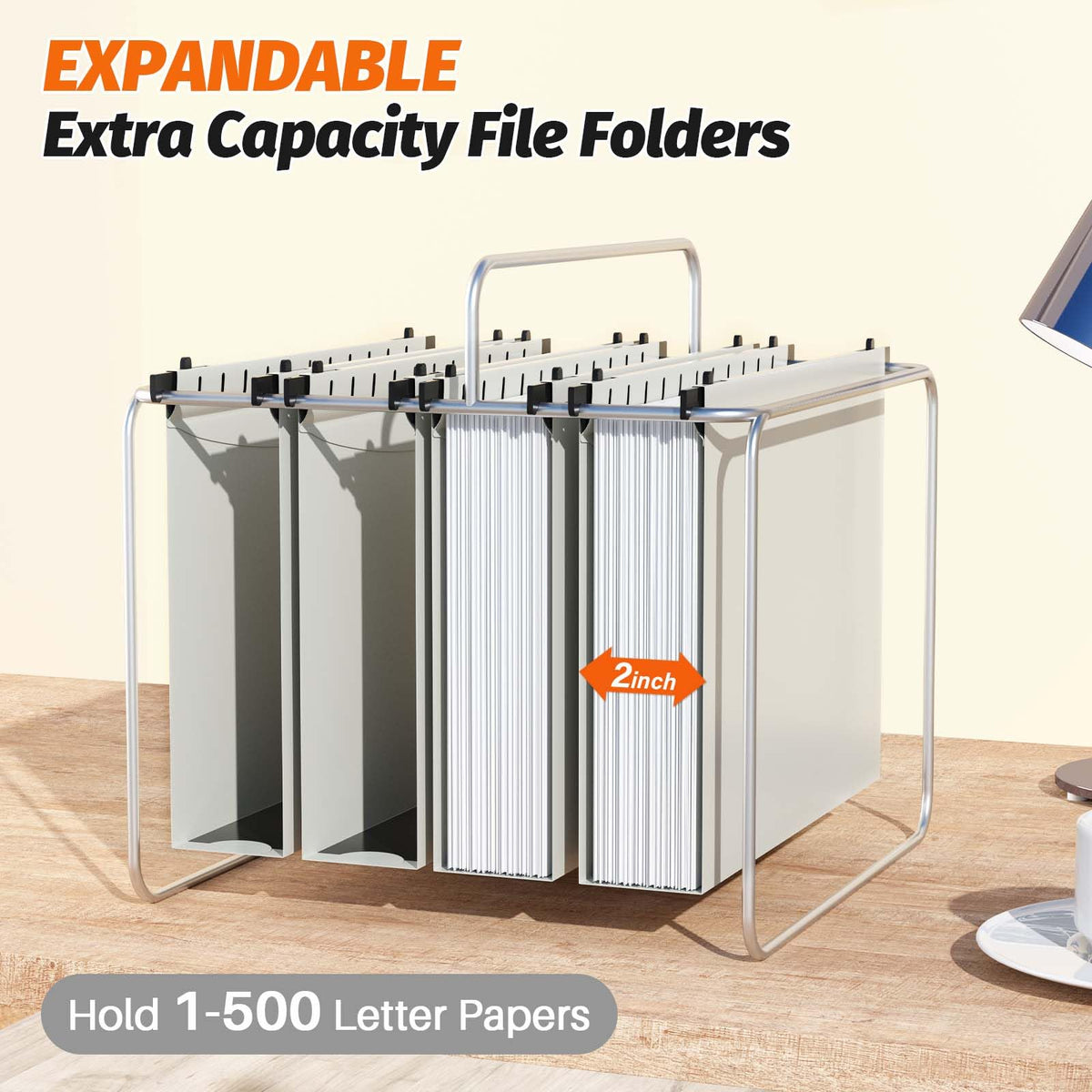 Shutex Extra Capacity Plastic Hanging File Folders,12 Pack Reinforced Hang Folders,Heavy Duty 2 Inch Expansion,Plastic Filing Cabinet Folders,Letter Size,Designed for Bulk Files, Medical Charts,Grey