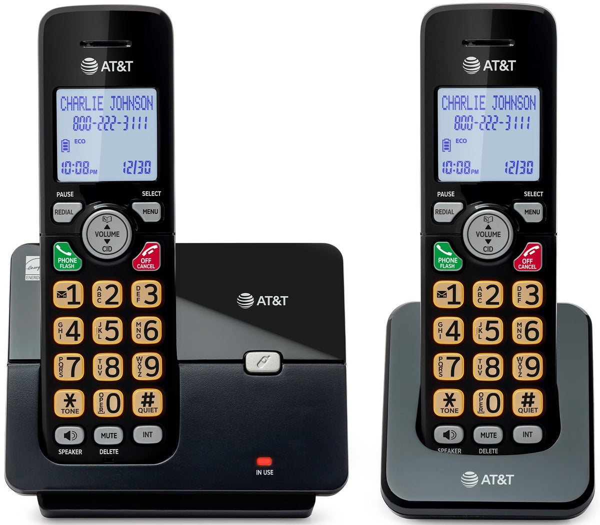 AT&T EL1121-21 2-Handset DECT 6.0 Cordless Landline Phone with Caller ID, Full-Duplex Speakerphone, Backlit Display & Keypad - Quiet & ECO Mode